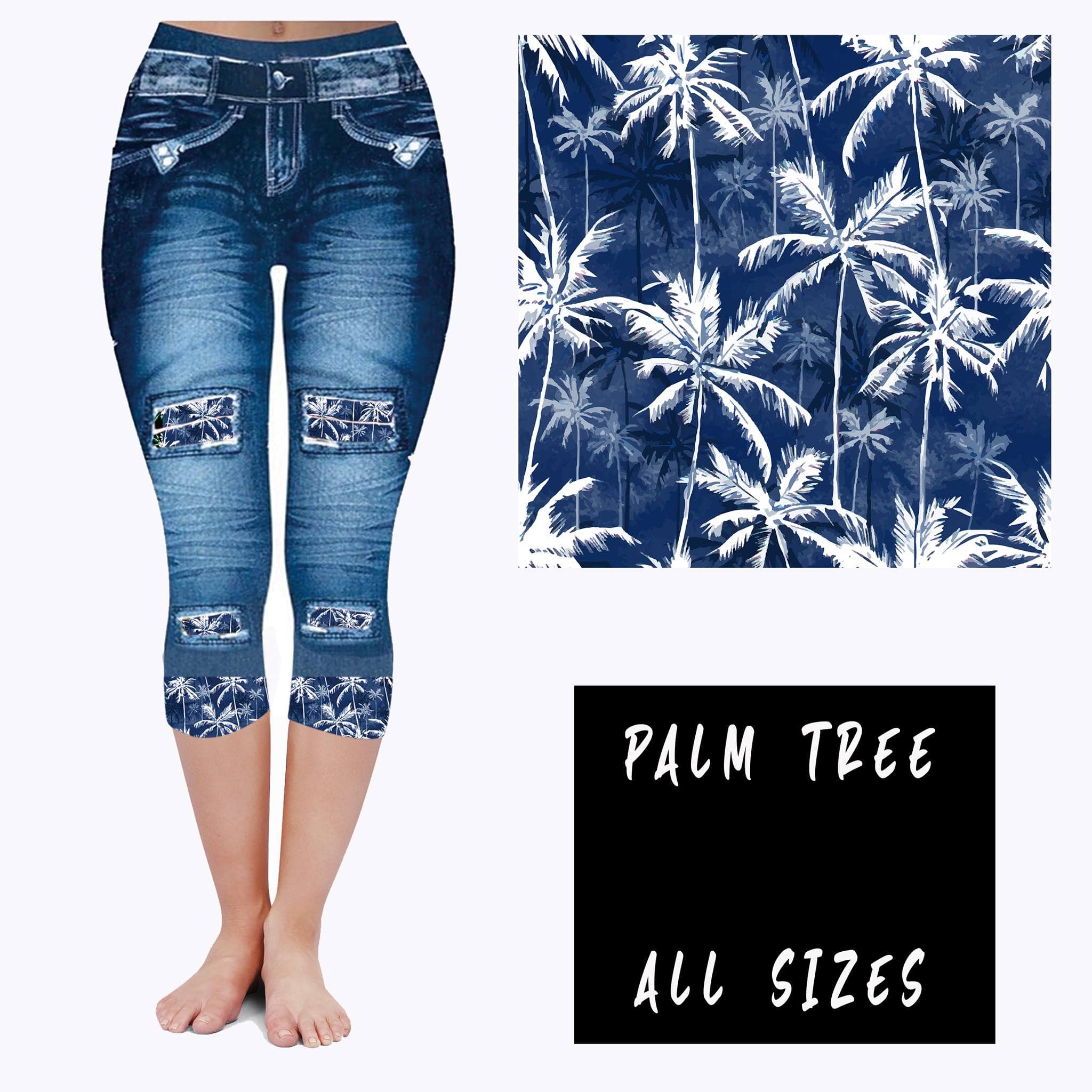 LEGGING JEAN RUN-PALM TREE (ACTIVE BACK POCKETS)-Stay Foxy Boutique, Florissant, Missouri