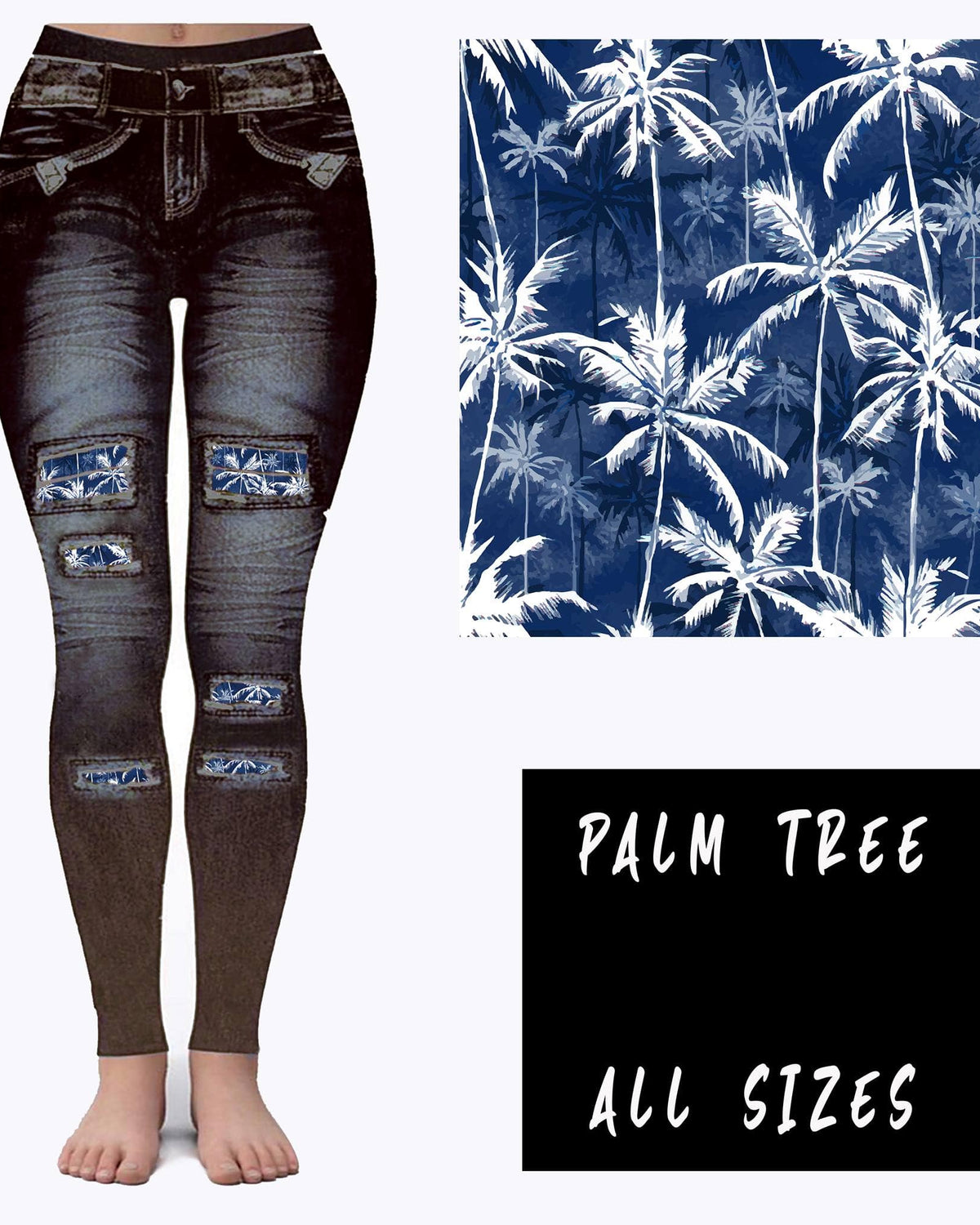 LEGGING JEAN RUN-PALM TREE (ACTIVE BACK POCKETS)-Stay Foxy Boutique, Florissant, Missouri