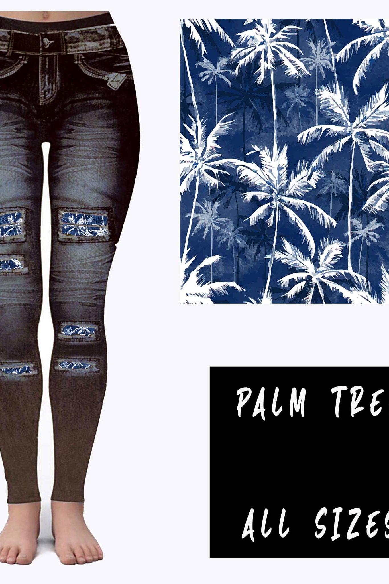 LEGGING JEAN RUN-PALM TREE (ACTIVE BACK POCKETS)-Stay Foxy Boutique, Florissant, Missouri
