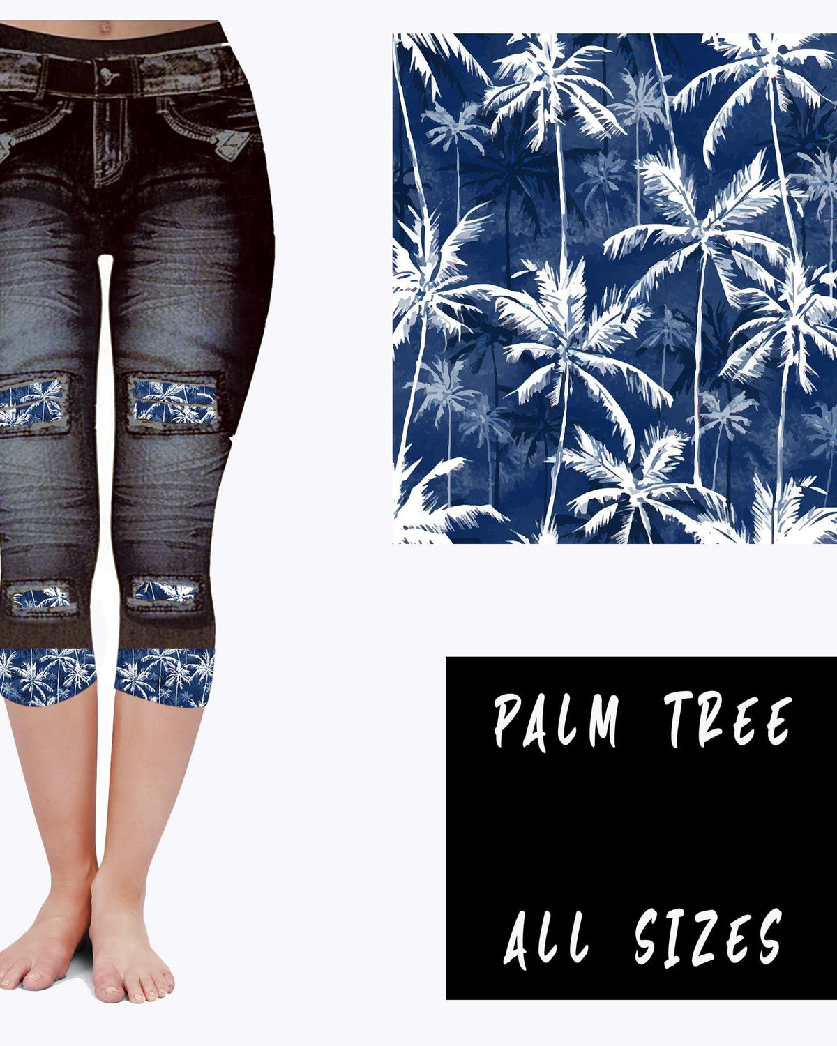 LEGGING JEAN RUN-PALM TREE (ACTIVE BACK POCKETS)-Stay Foxy Boutique, Florissant, Missouri