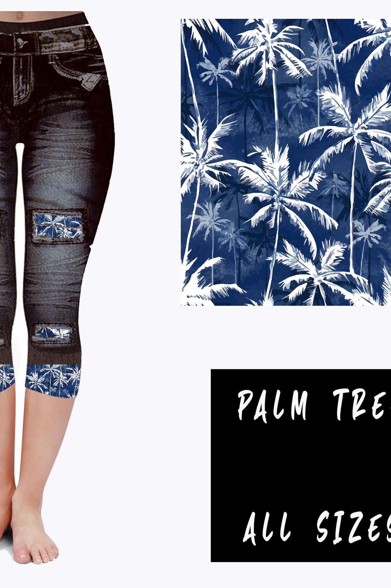LEGGING JEAN RUN-PALM TREE (ACTIVE BACK POCKETS)-Stay Foxy Boutique, Florissant, Missouri