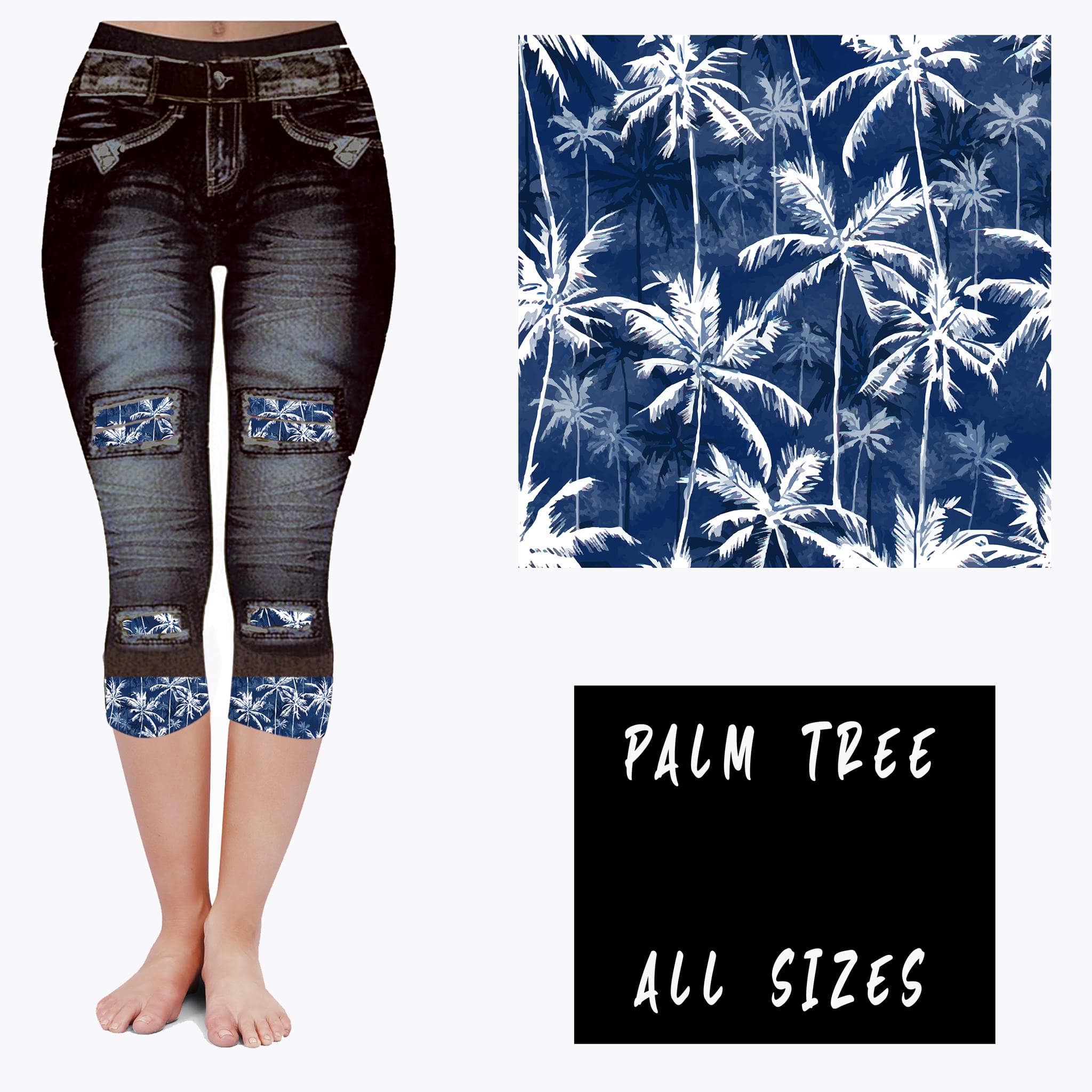 LEGGING JEAN RUN-PALM TREE (ACTIVE BACK POCKETS)-Stay Foxy Boutique, Florissant, Missouri