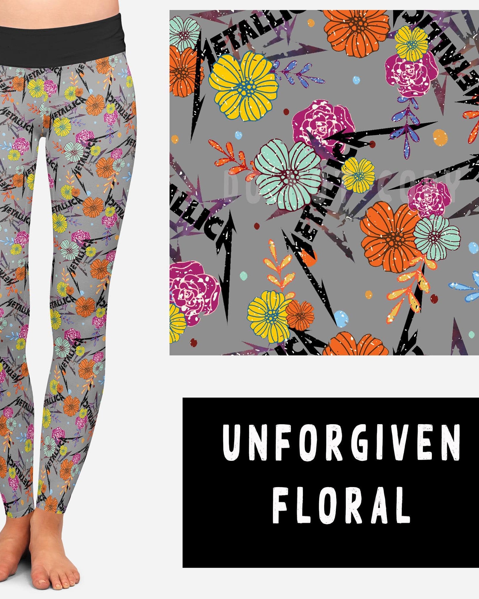 BAND RUN 2- UNFORGIVEN FLORAL LEGGINGS/CAPRI/JOGGERS-Stay Foxy Boutique, Florissant, Missouri