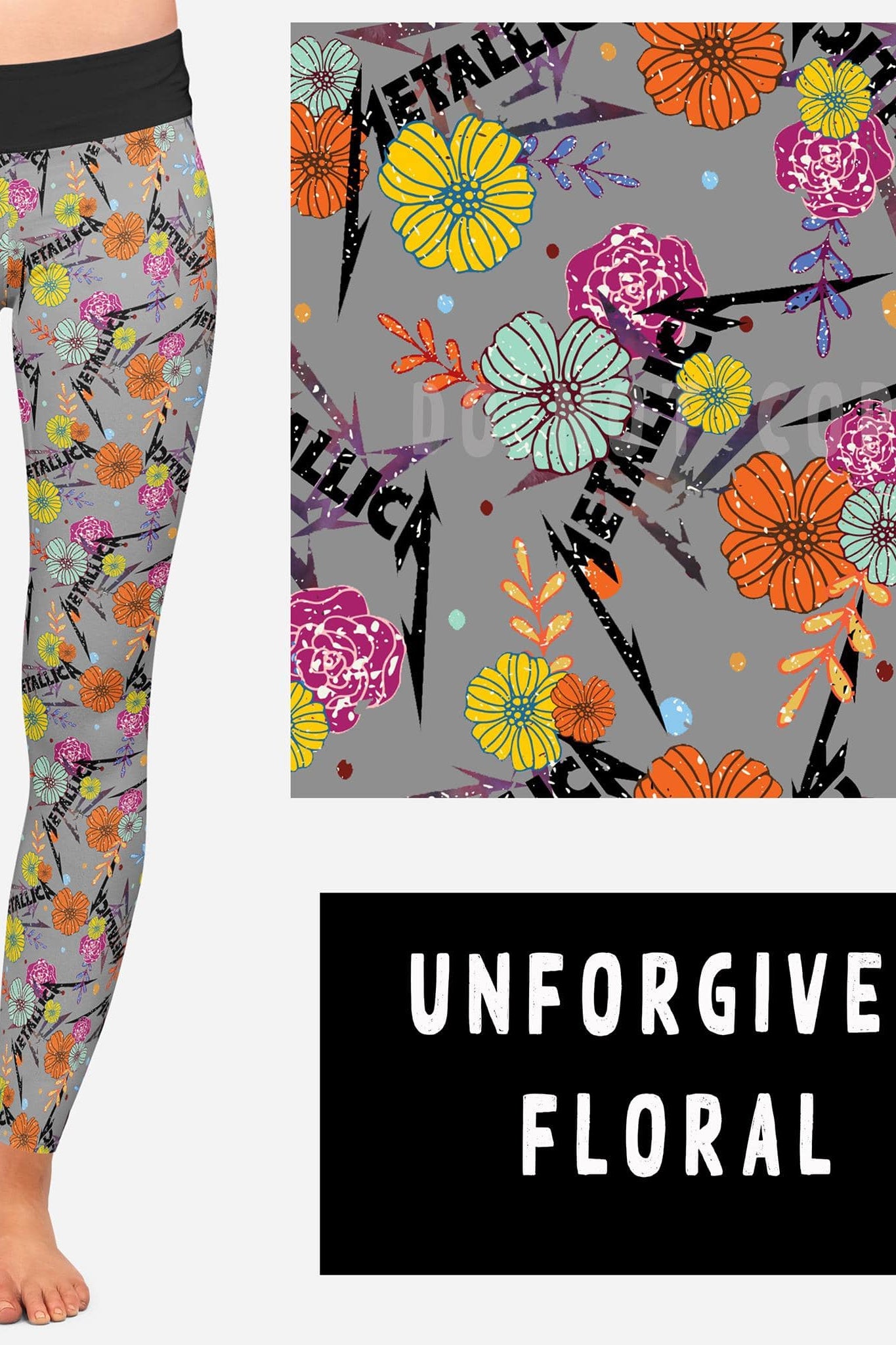BAND RUN 2- UNFORGIVEN FLORAL LEGGINGS/CAPRI/JOGGERS-Stay Foxy Boutique, Florissant, Missouri
