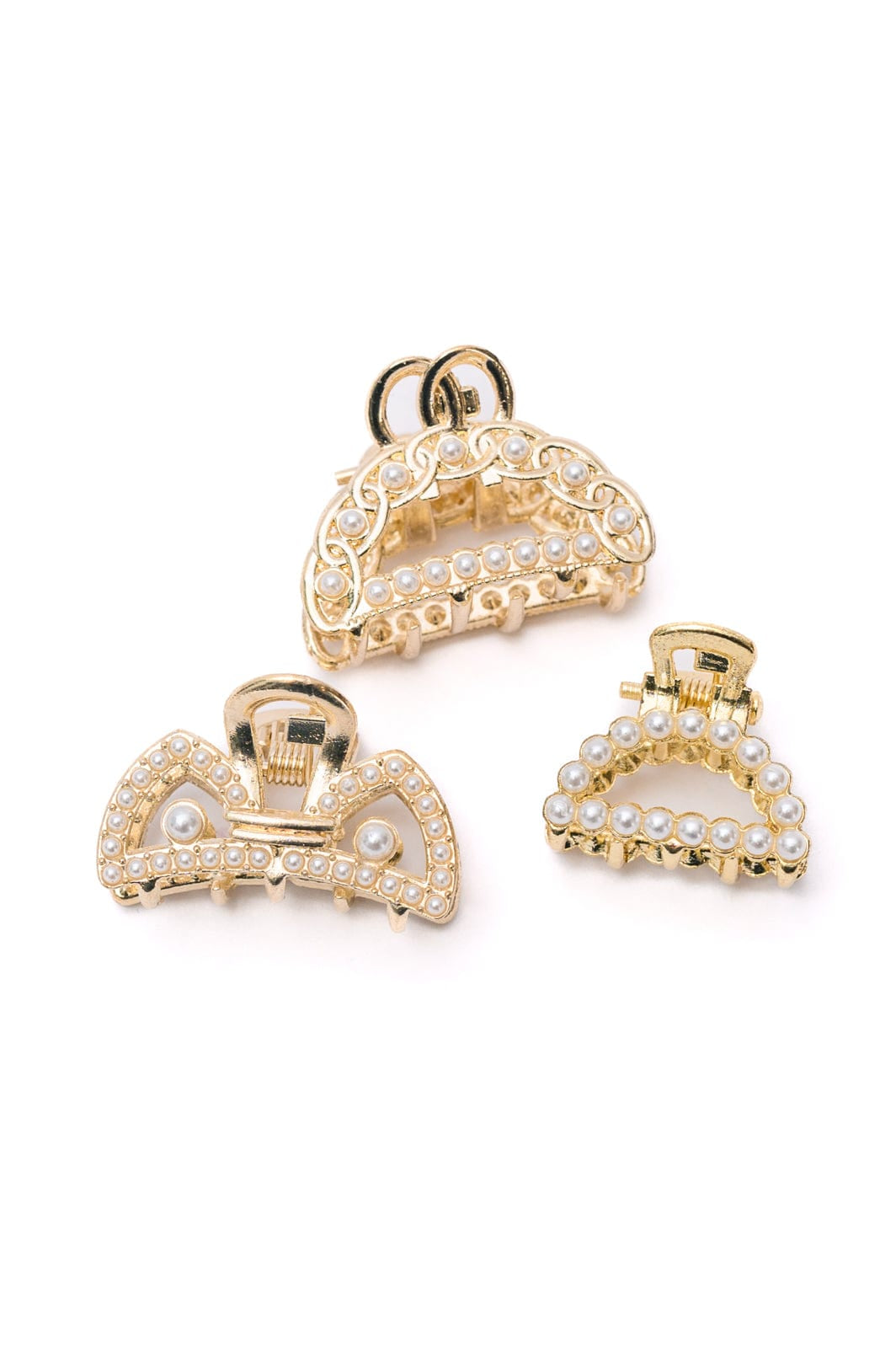 Gold & Pearl Mini Hair Clips Set of Three-Accessories-Stay Foxy Boutique, Florissant, Missouri