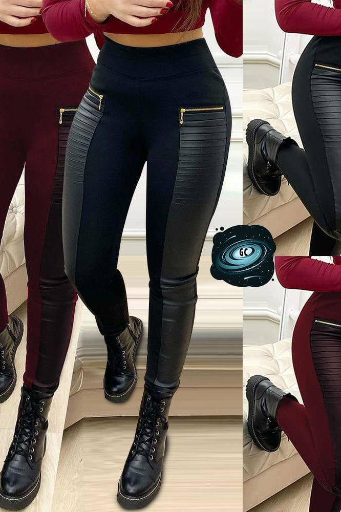 RIBBED FAUX LEATHER ZIPPER LEGGING-Stay Foxy Boutique, Florissant, Missouri