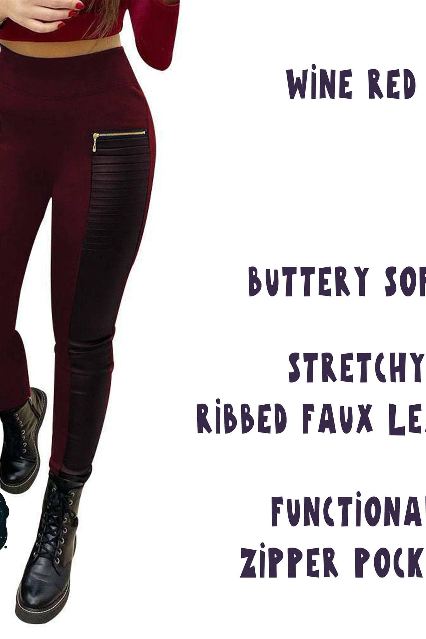 RIBBED FAUX LEATHER ZIPPER LEGGING-Stay Foxy Boutique, Florissant, Missouri