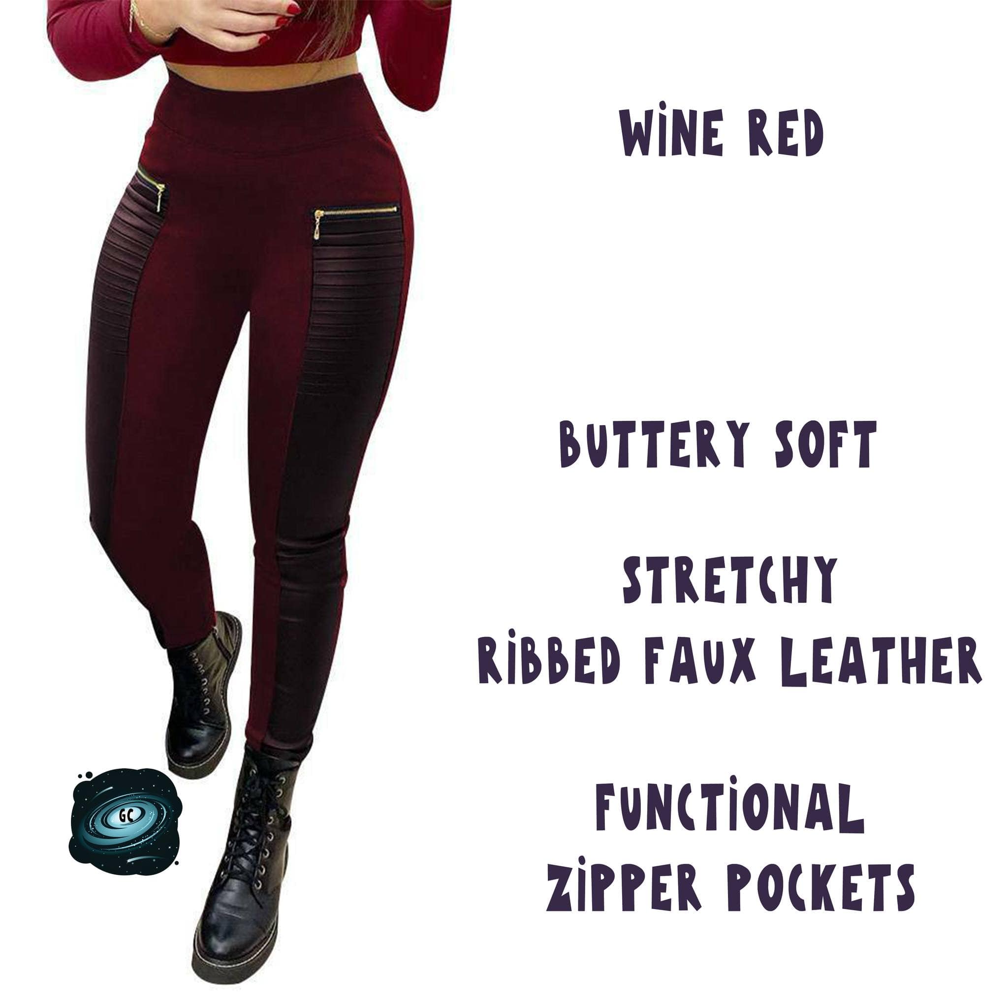RIBBED FAUX LEATHER ZIPPER LEGGING-Stay Foxy Boutique, Florissant, Missouri