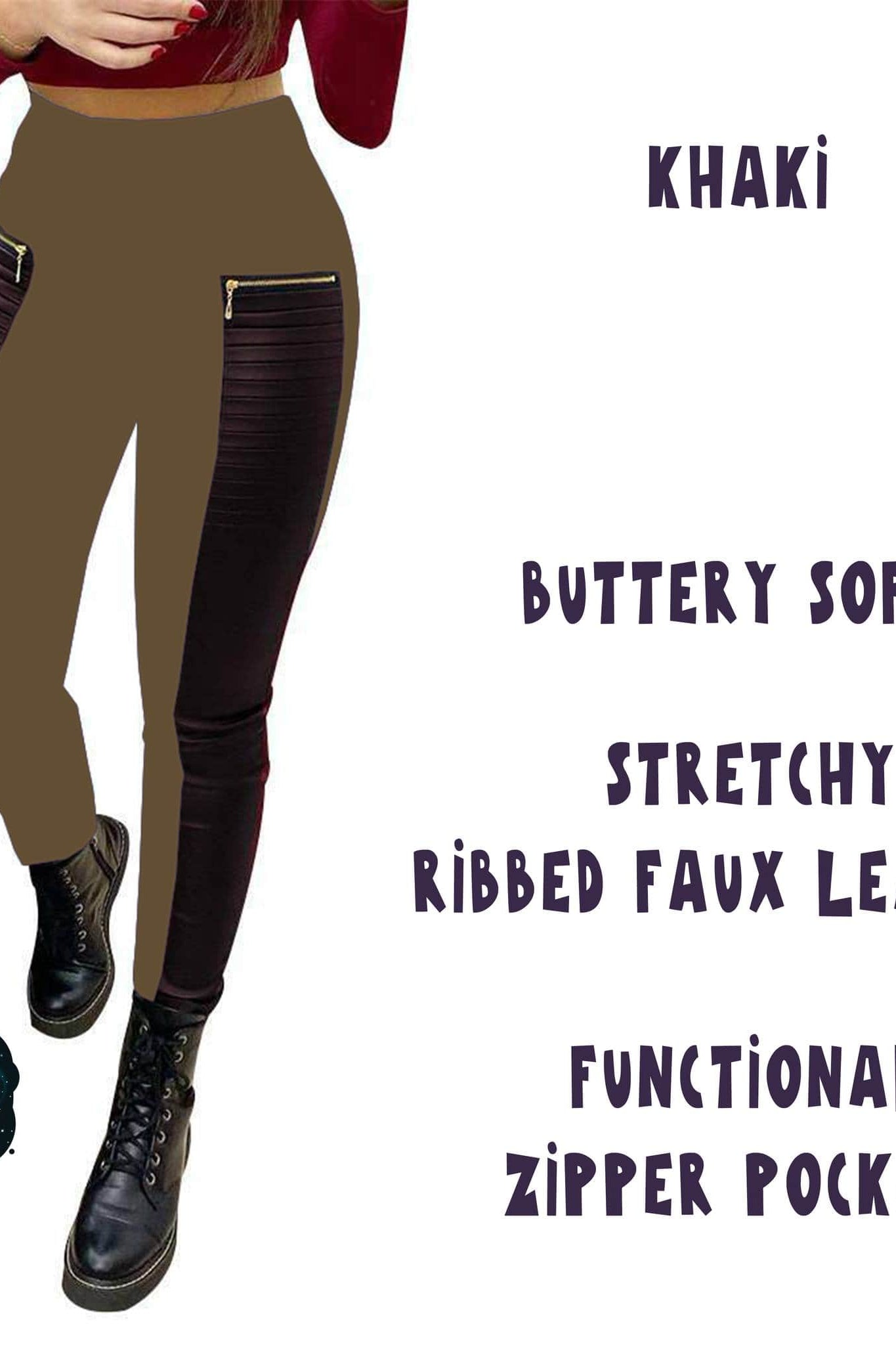 RIBBED FAUX LEATHER ZIPPER LEGGING-Stay Foxy Boutique, Florissant, Missouri