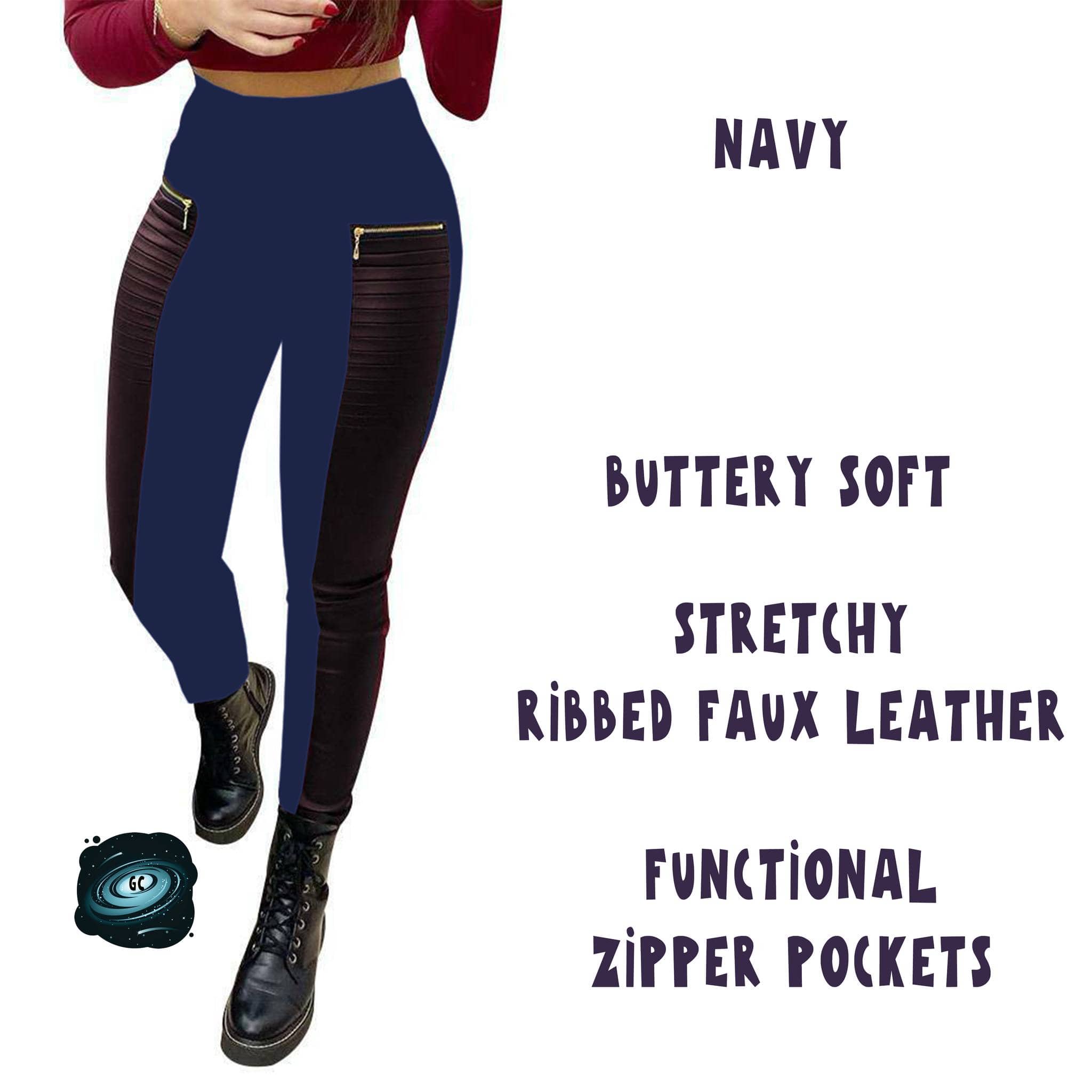 RIBBED FAUX LEATHER ZIPPER LEGGING-Stay Foxy Boutique, Florissant, Missouri