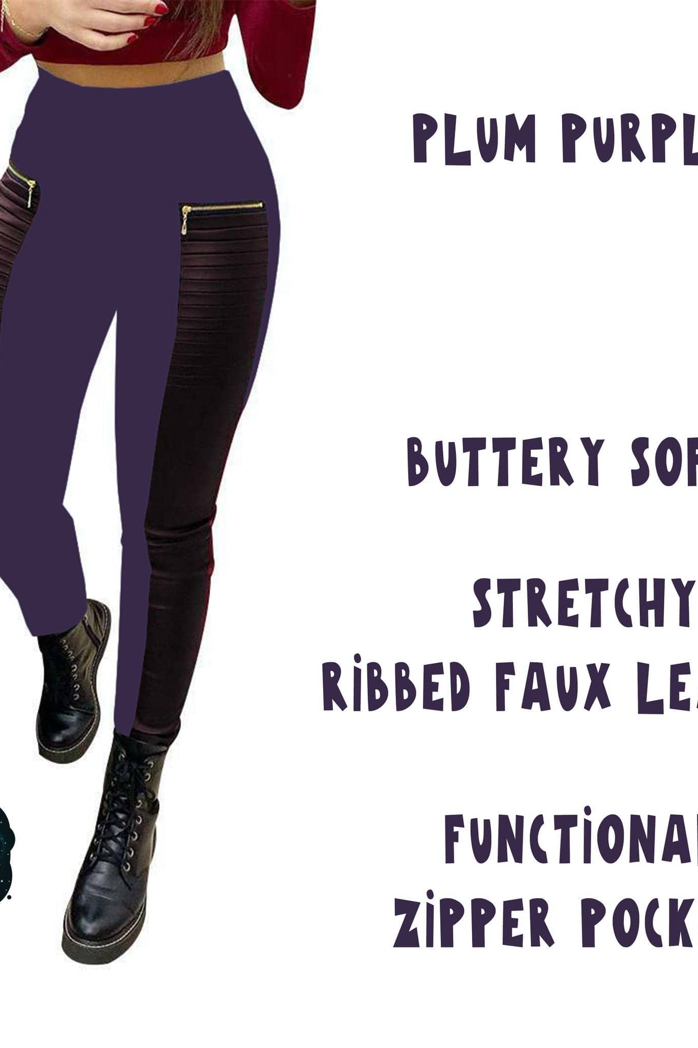 RIBBED FAUX LEATHER ZIPPER LEGGING-Stay Foxy Boutique, Florissant, Missouri