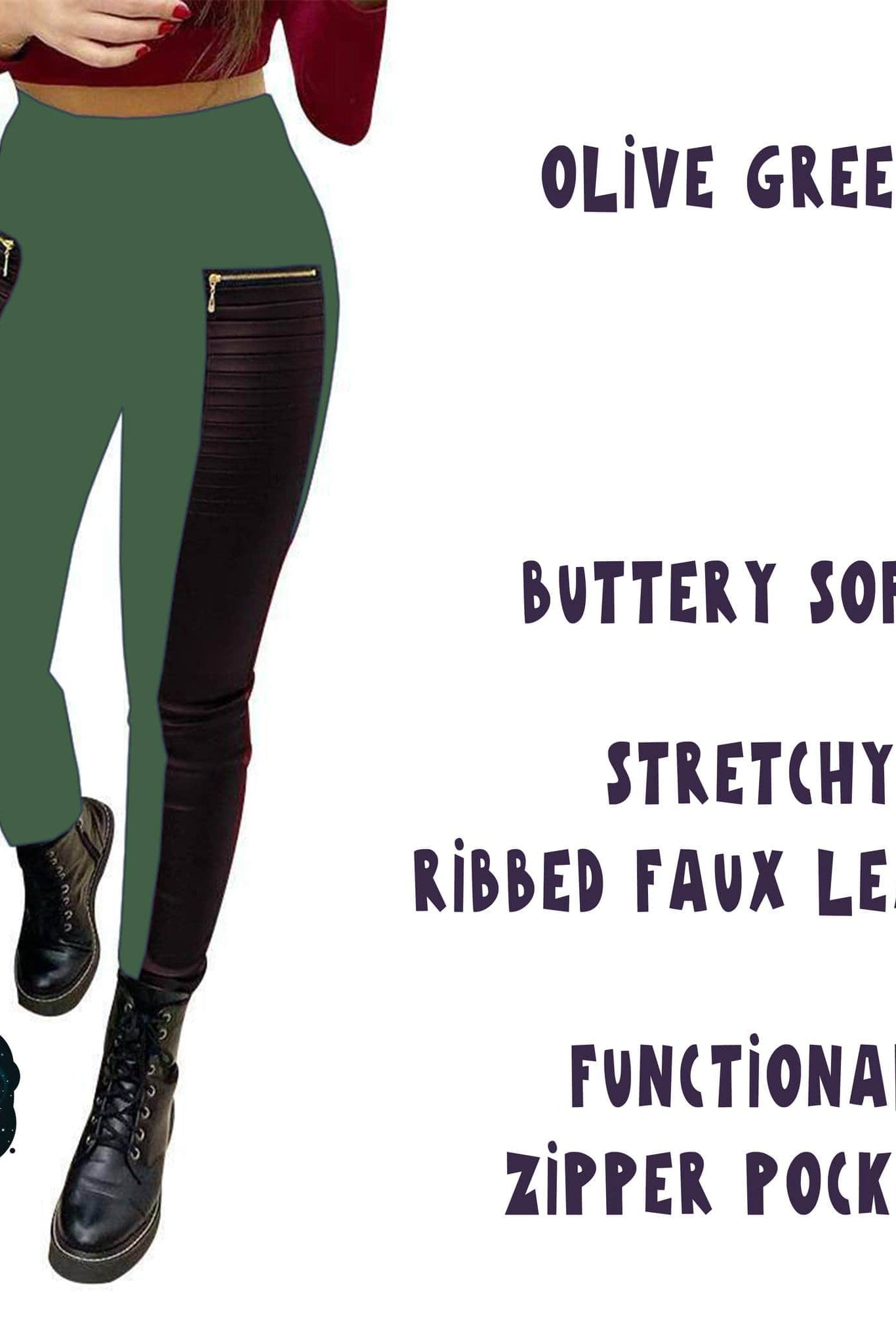 RIBBED FAUX LEATHER ZIPPER LEGGING-Stay Foxy Boutique, Florissant, Missouri