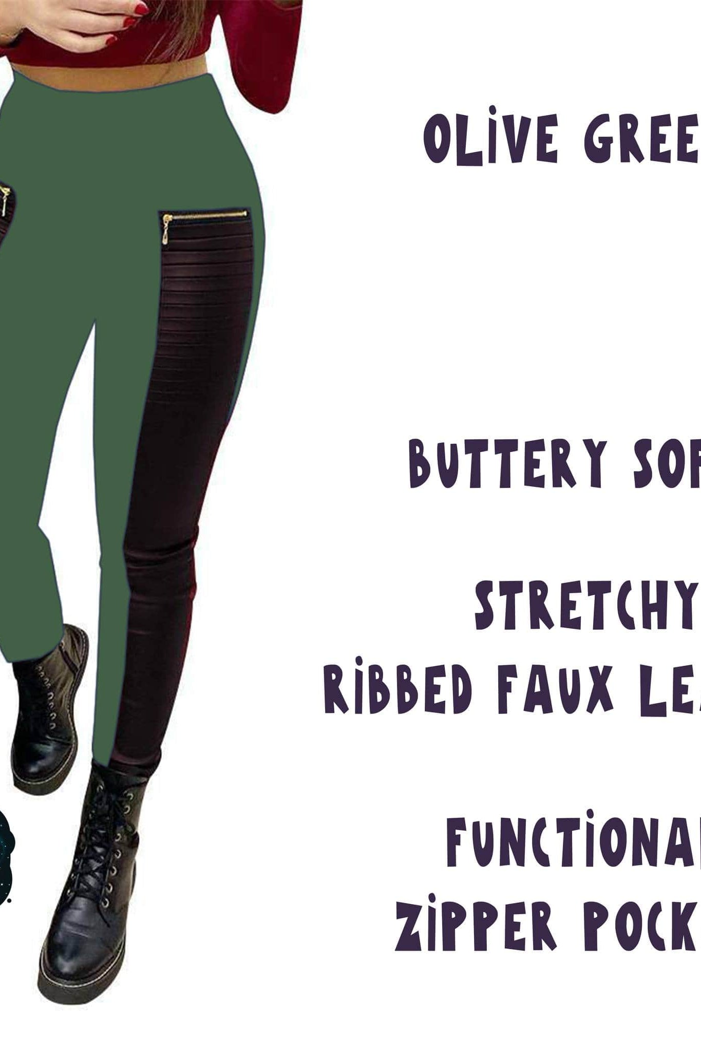 RIBBED FAUX LEATHER ZIPPER LEGGING-Stay Foxy Boutique, Florissant, Missouri