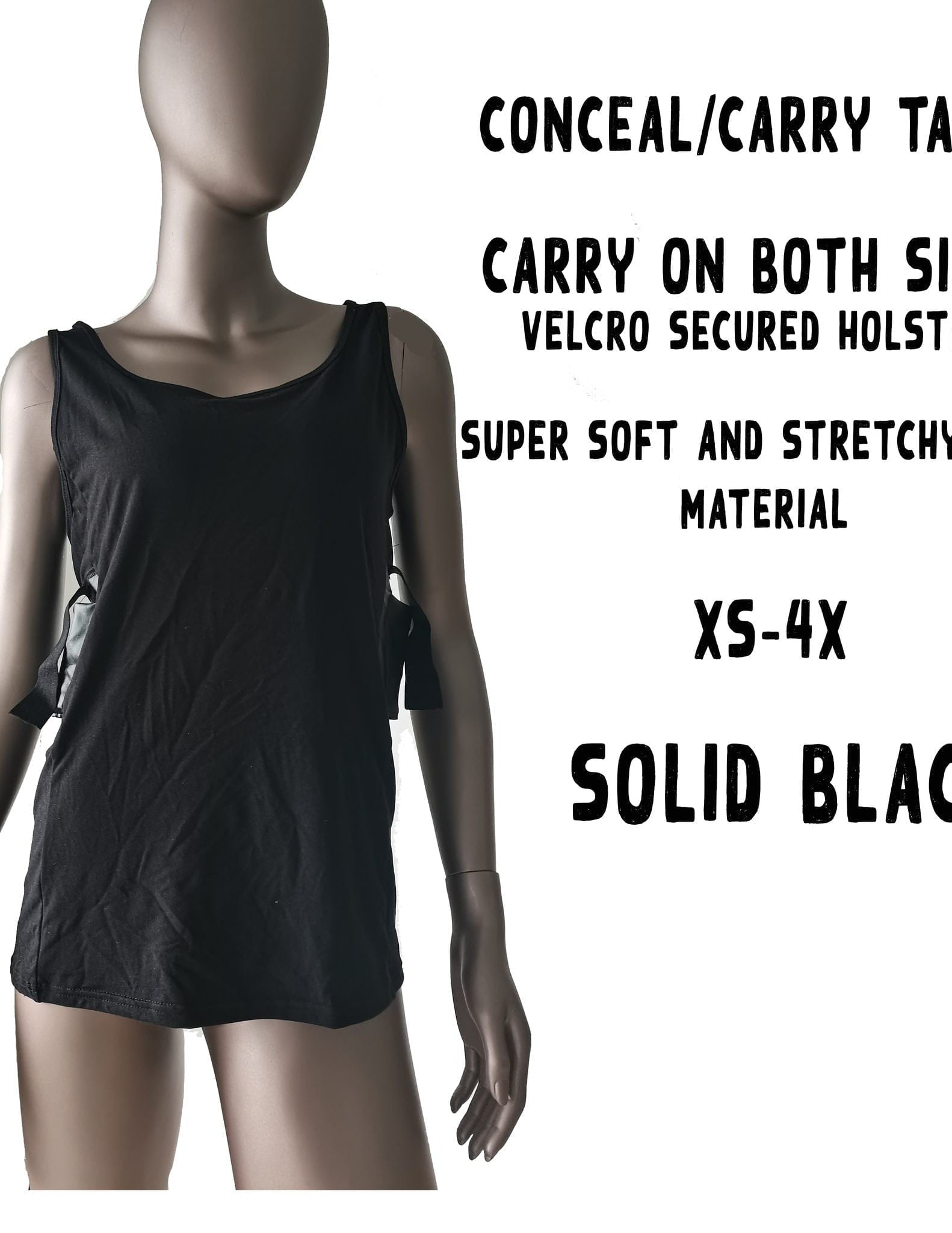 CONCEAL CARRY RUN- SOLID BLACK TANK-Stay Foxy Boutique, Florissant, Missouri