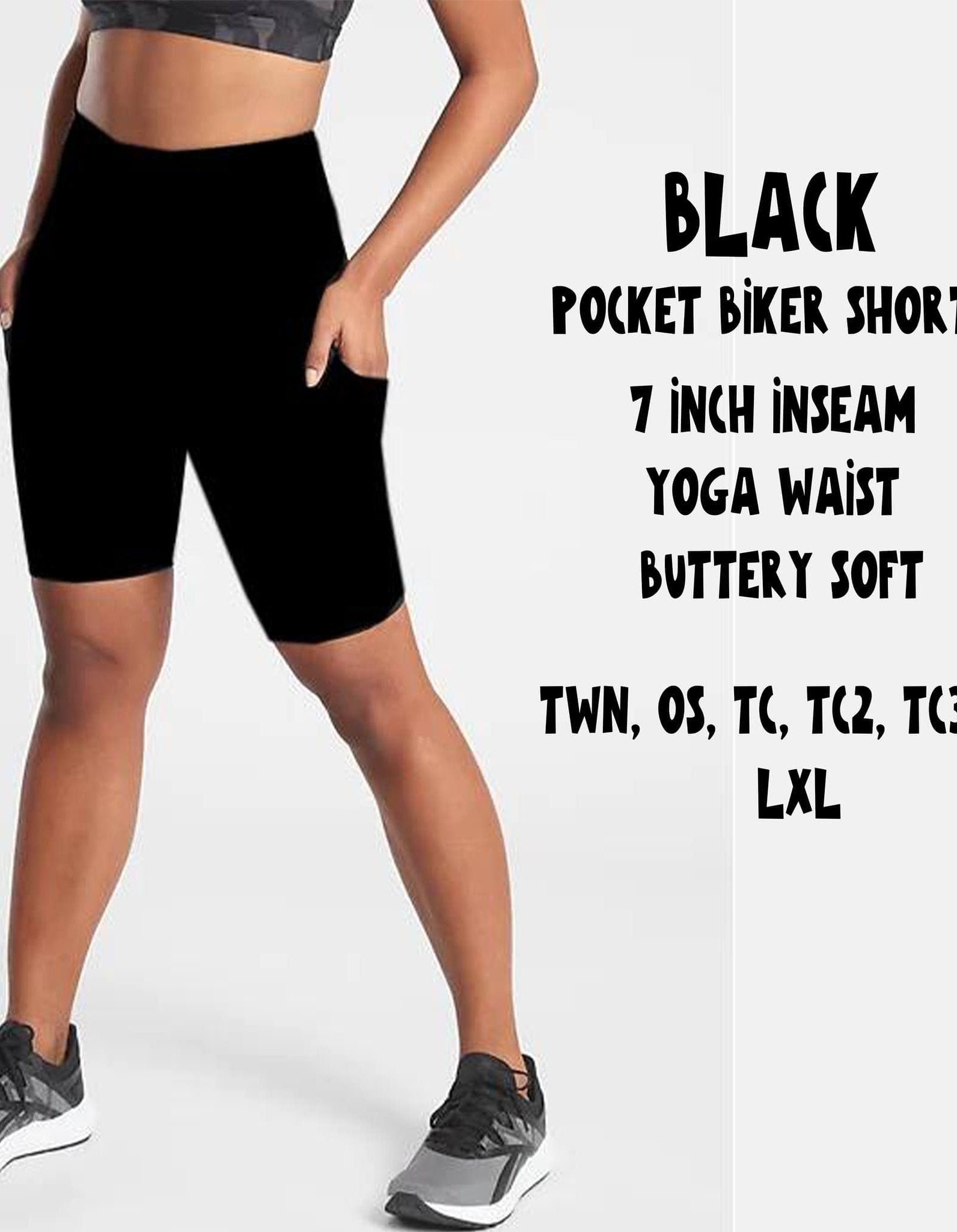 POCKET BIKER SHORTS- BLACK-Stay Foxy Boutique, Florissant, Missouri
