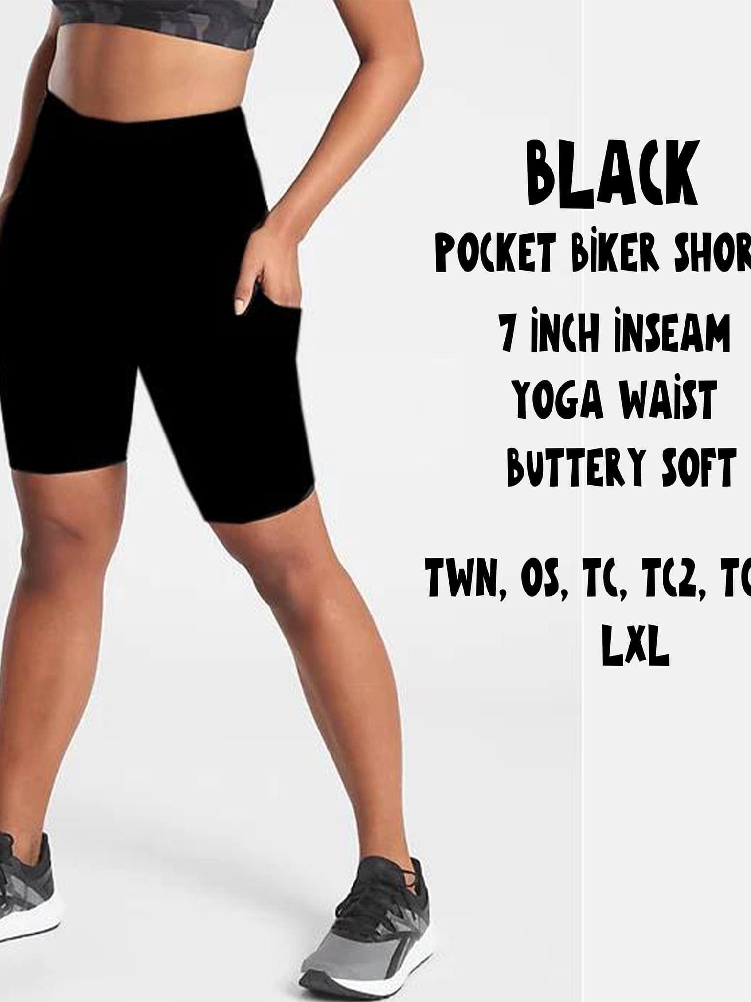 POCKET BIKER SHORTS- BLACK-Stay Foxy Boutique, Florissant, Missouri