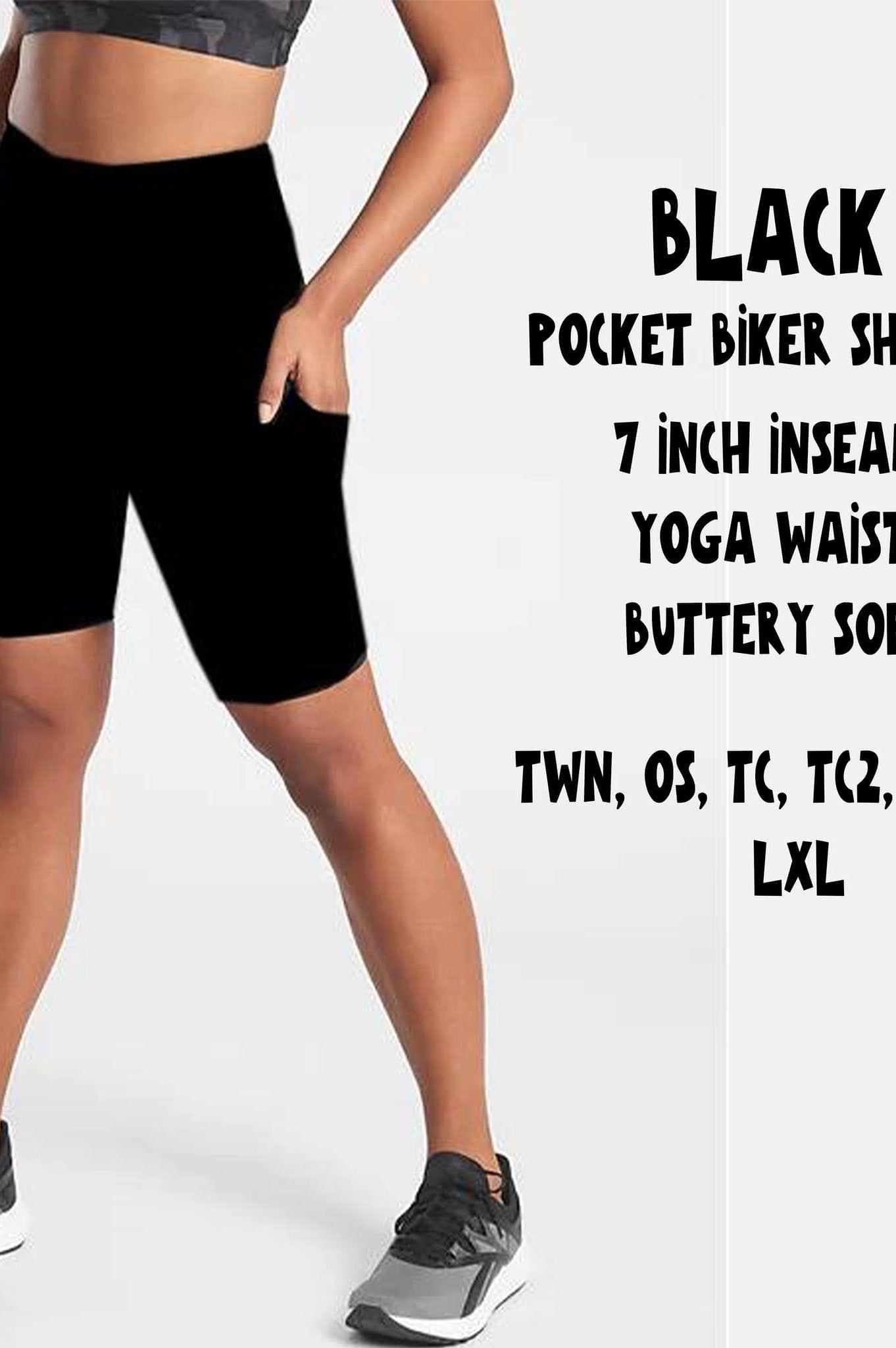 POCKET BIKER SHORTS- BLACK-Stay Foxy Boutique, Florissant, Missouri