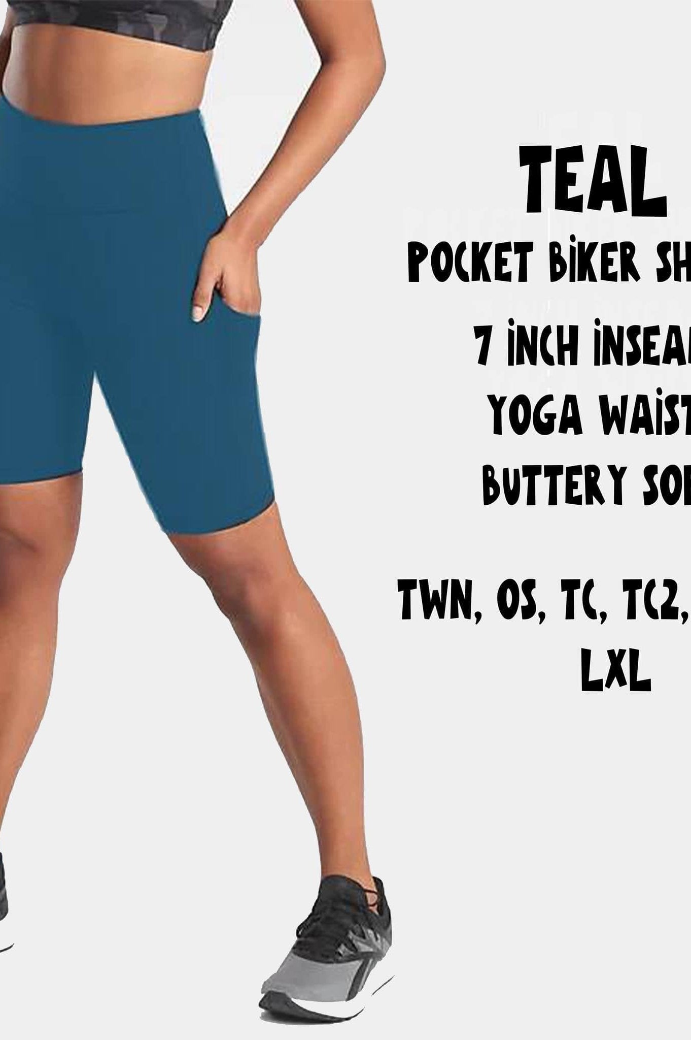 POCKET BIKER SHORTS-TEAL-Stay Foxy Boutique, Florissant, Missouri