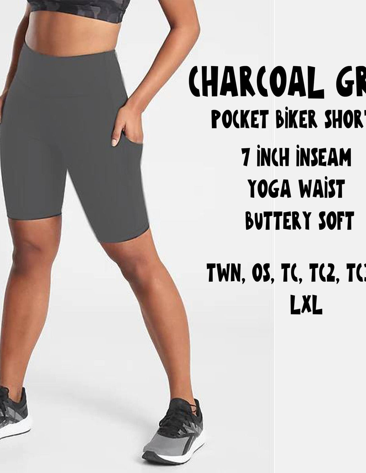 POCKET BIKER SHORTS-CHARCOAL GREY-Stay Foxy Boutique, Florissant, Missouri