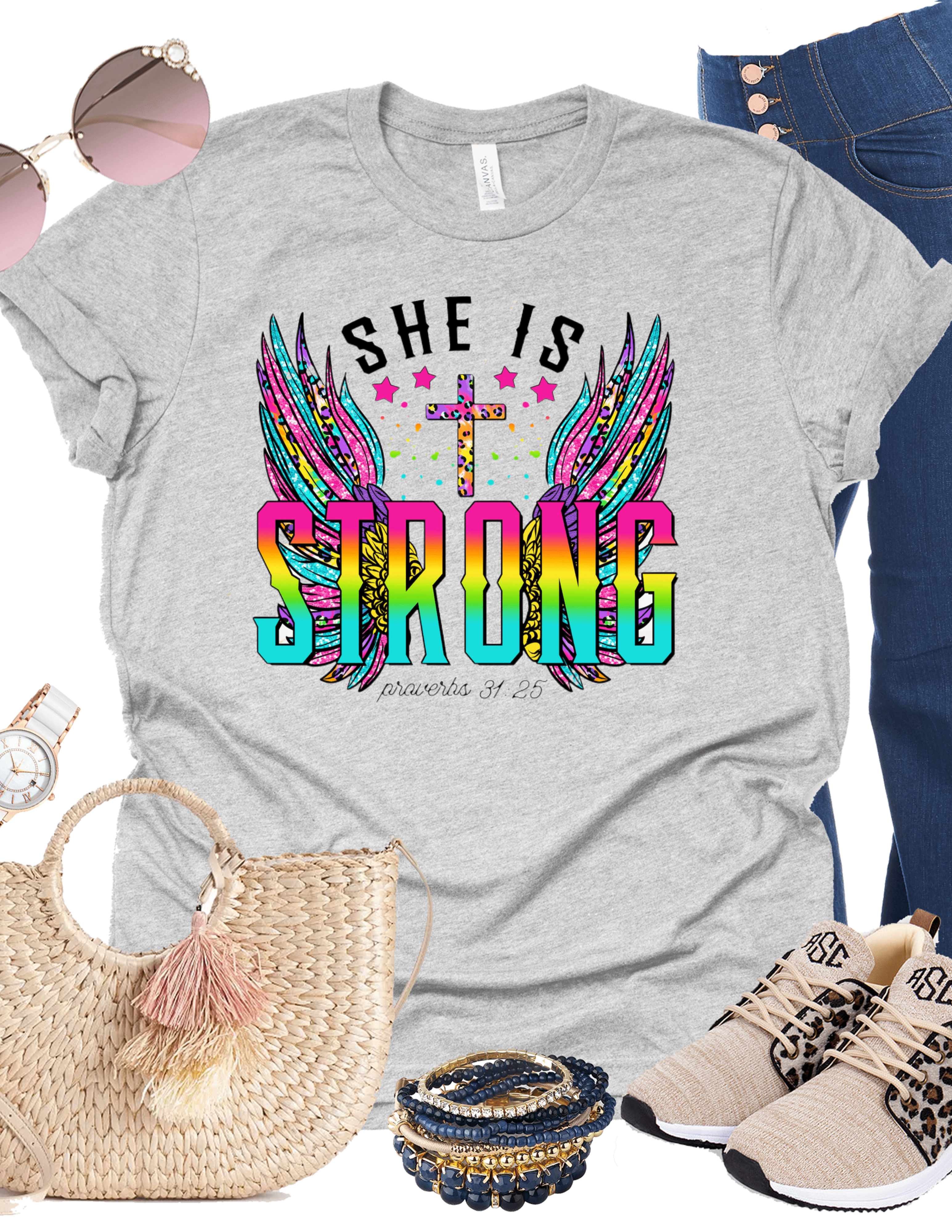 She Is Strong Graphic T-Graphic T-Stay Foxy Boutique, Florissant, Missouri