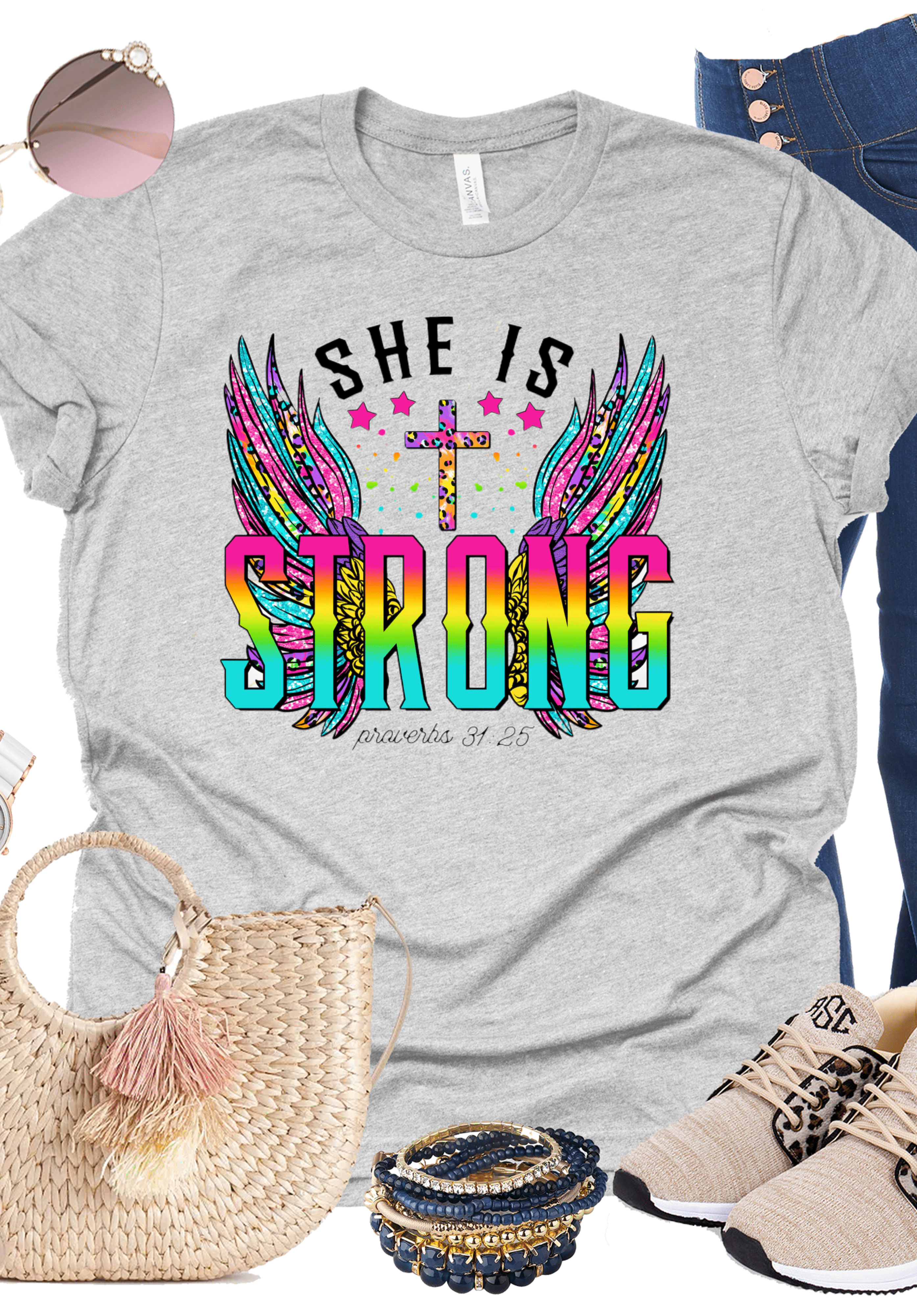 She Is Strong Graphic T-Graphic T-Stay Foxy Boutique, Florissant, Missouri