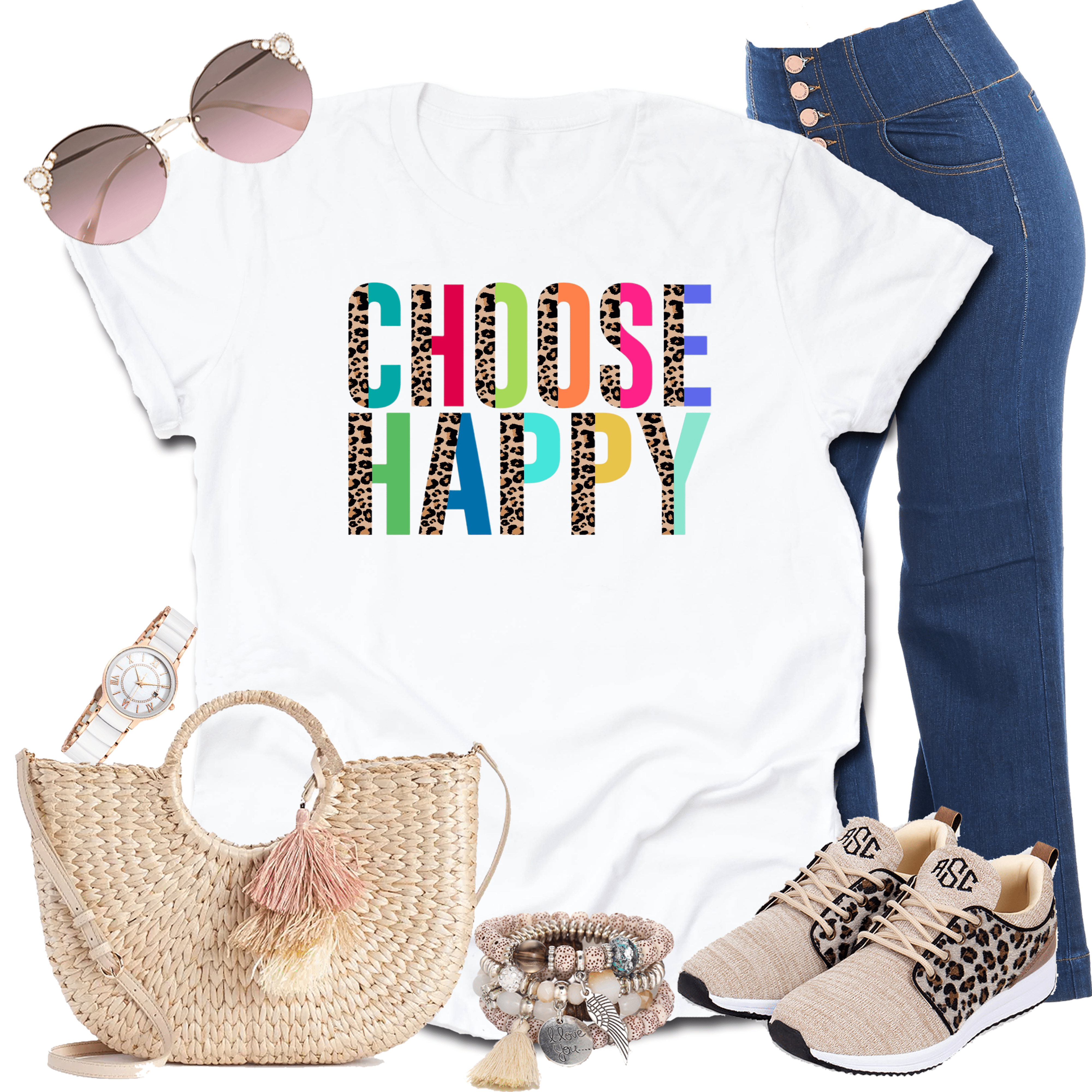 Choose Happy Graphic T-Graphic T-Stay Foxy Boutique, Florissant, Missouri
