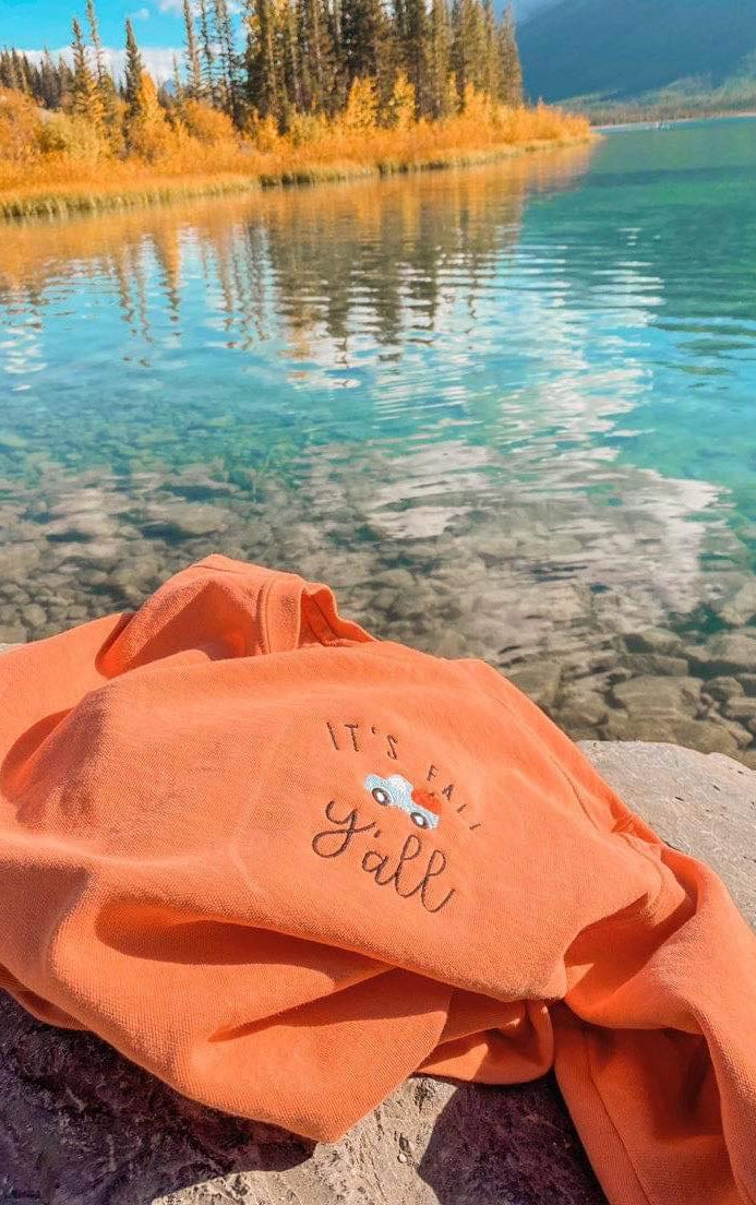 It's Fall Y'all Embroidered Sweatshirt in Two Colors-Womens-Stay Foxy Boutique, Florissant, Missouri