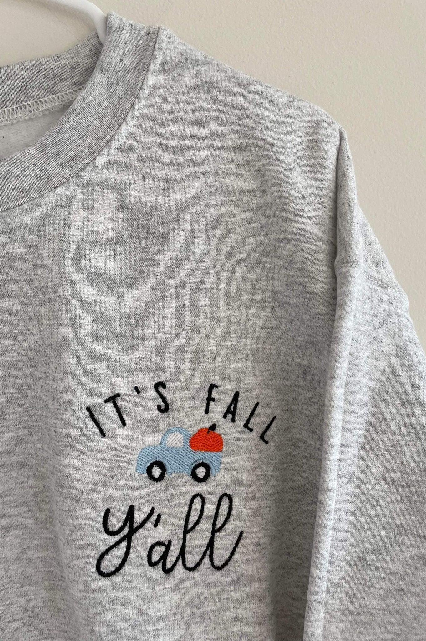 It's Fall Y'all Embroidered Sweatshirt in Two Colors-Womens-Stay Foxy Boutique, Florissant, Missouri