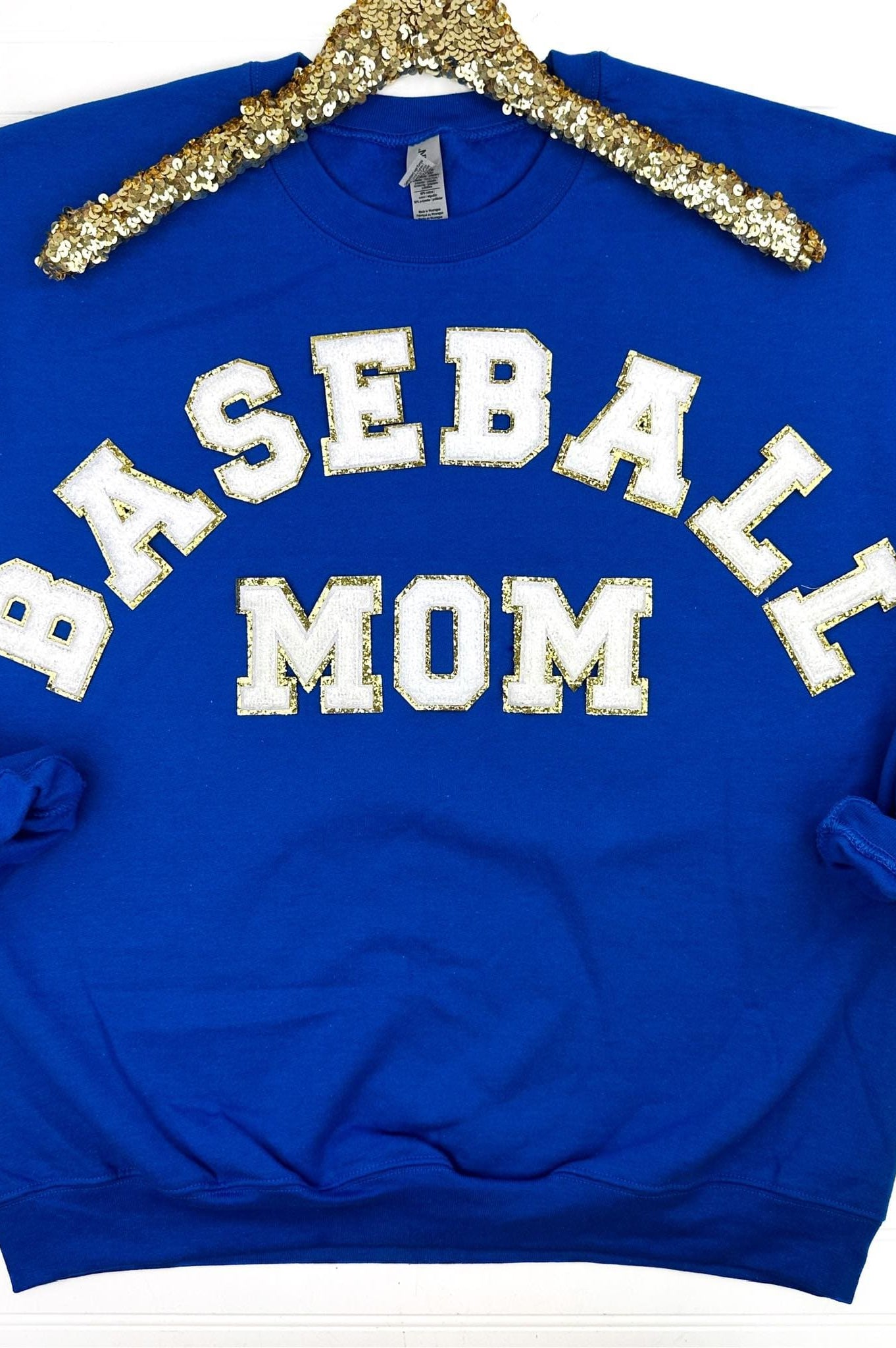PREORDER: Baseball Mom Chenille Patch Sweatshirt-Womens-Stay Foxy Boutique, Florissant, Missouri