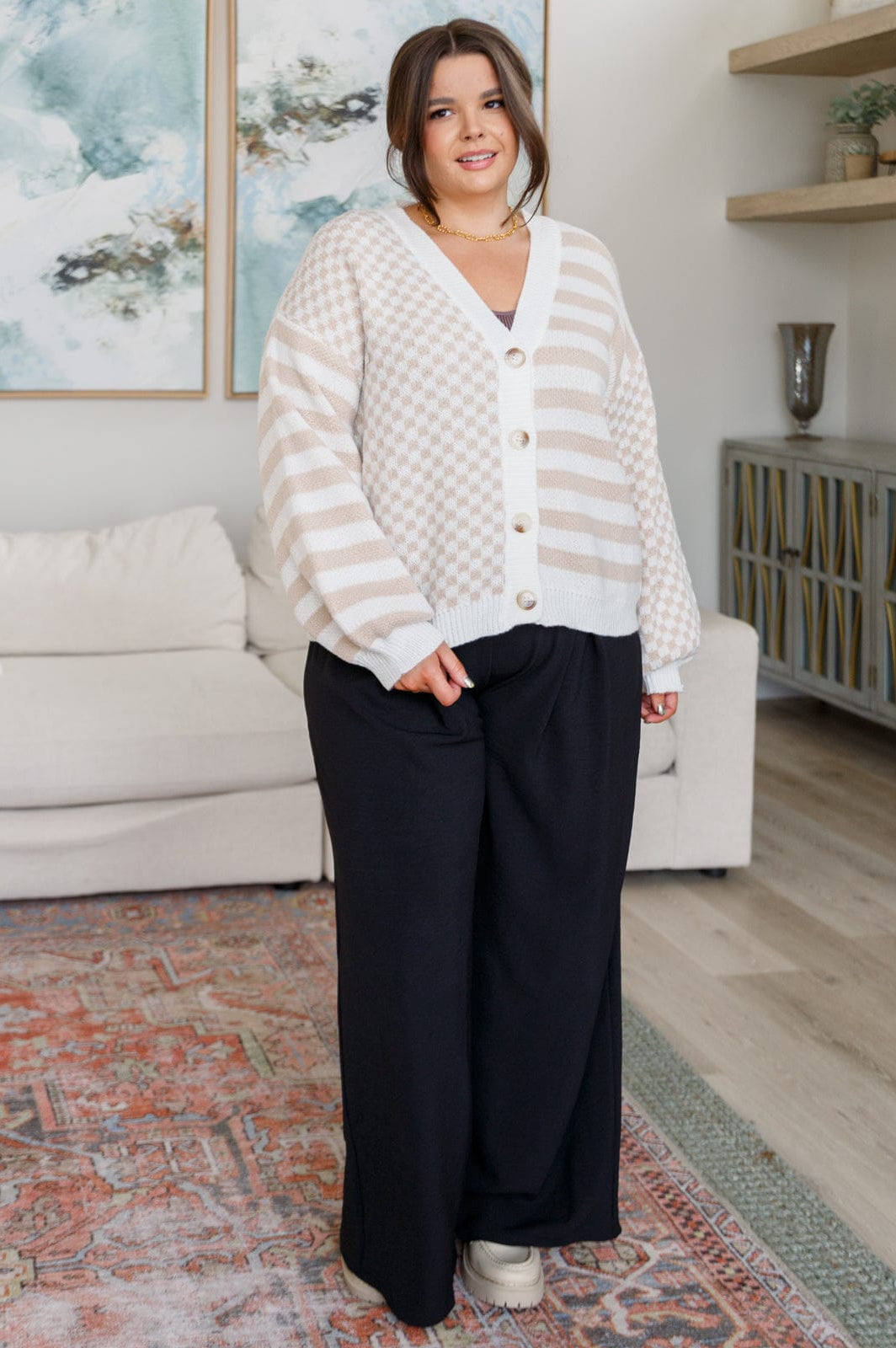 Check That Line Cardigan-Womens-Stay Foxy Boutique, Florissant, Missouri