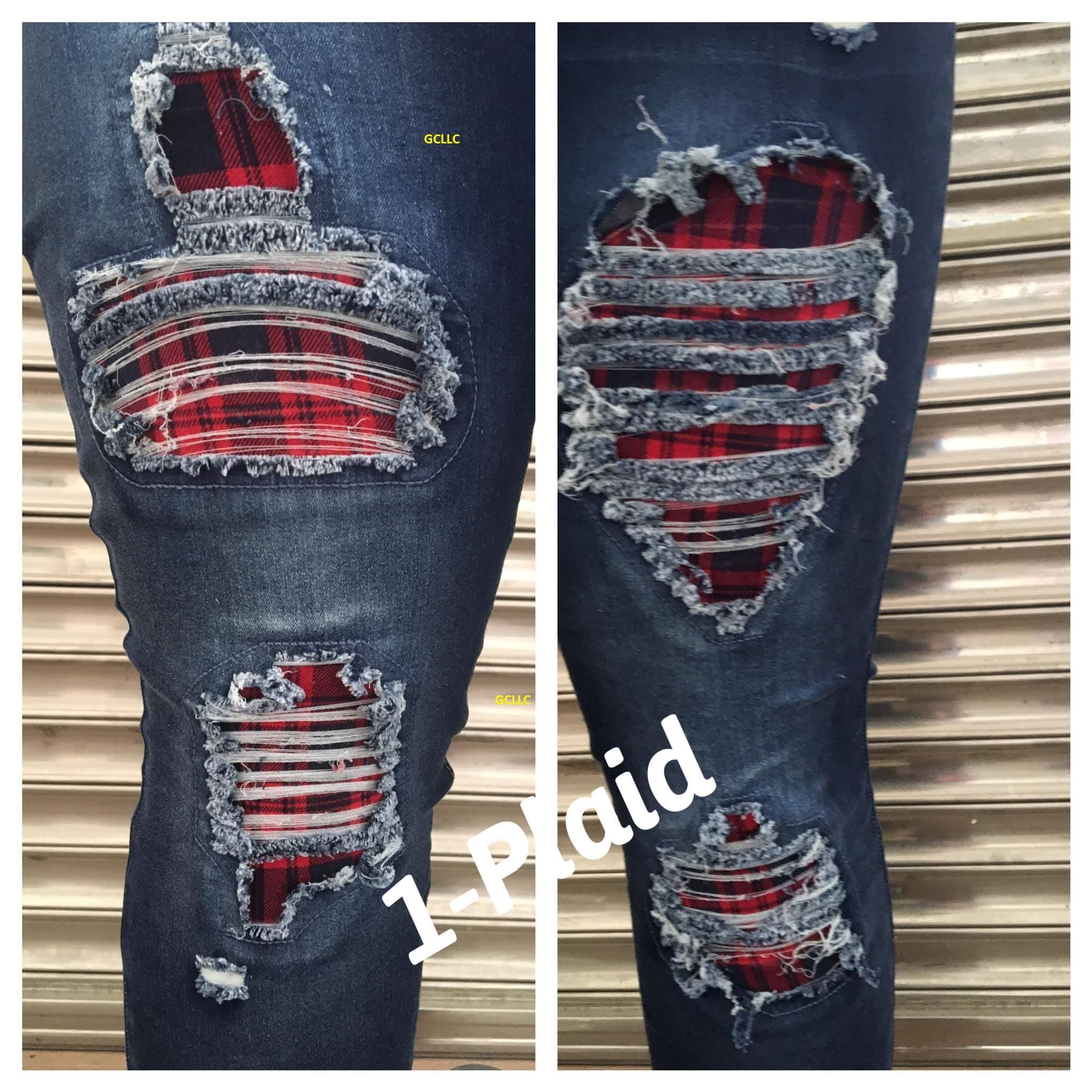 DISTRESSED STRETCH PATCH DENIM-Stay Foxy Boutique, Florissant, Missouri