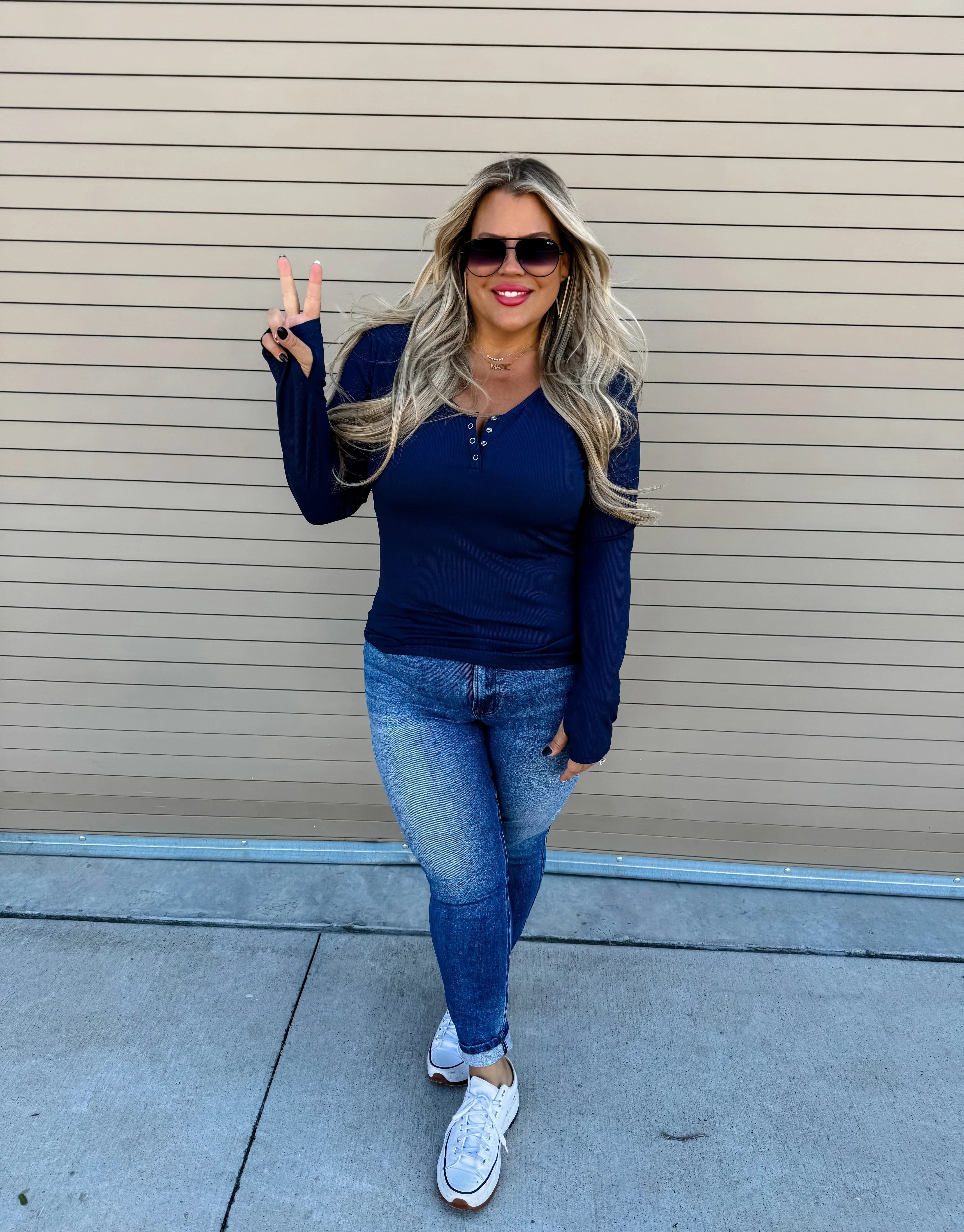 PREORDER: Brooklyn Snap Henley in Five Colors-Womens-Stay Foxy Boutique, Florissant, Missouri