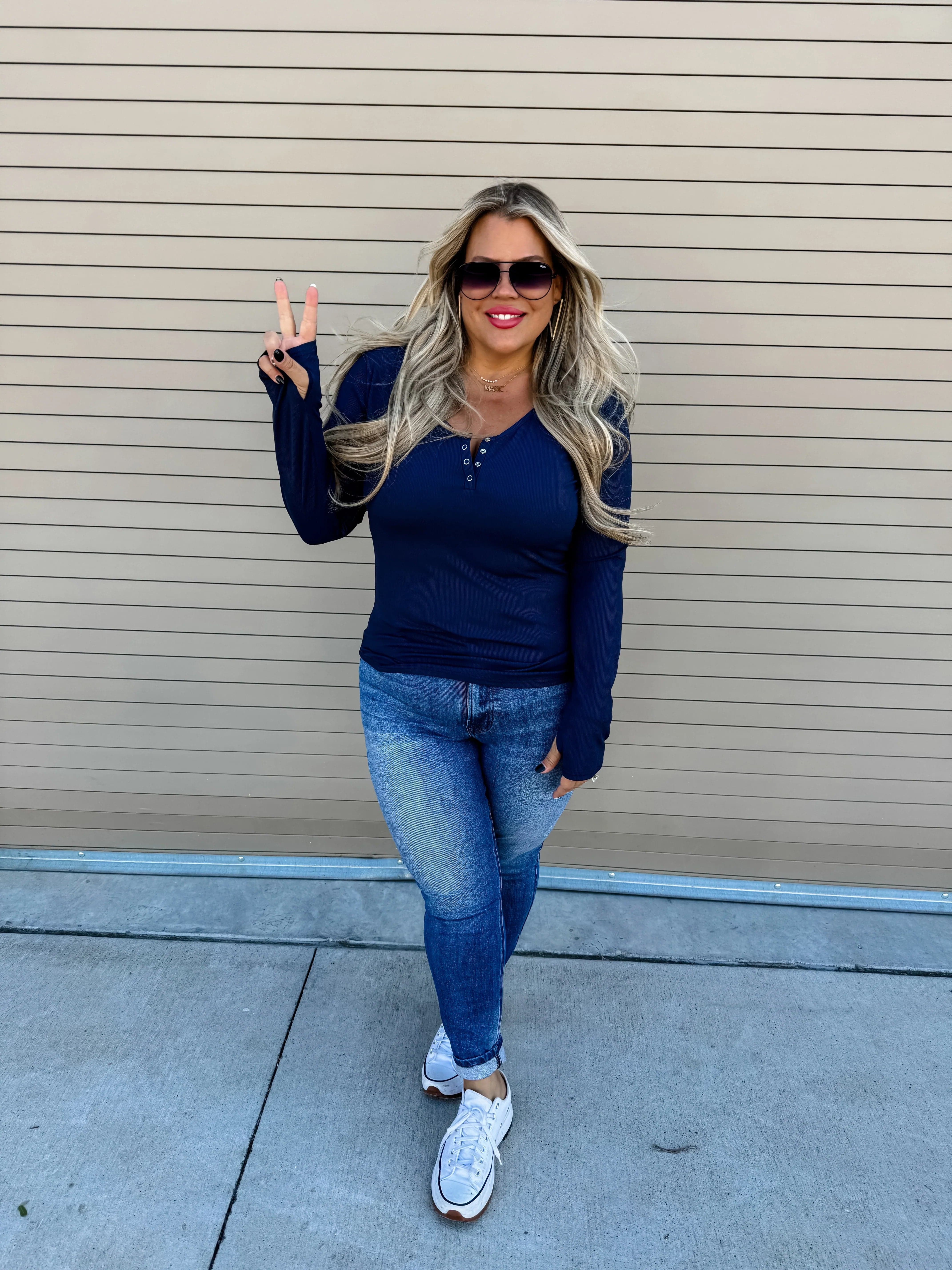 PREORDER: Brooklyn Snap Henley in Five Colors-Womens-Stay Foxy Boutique, Florissant, Missouri