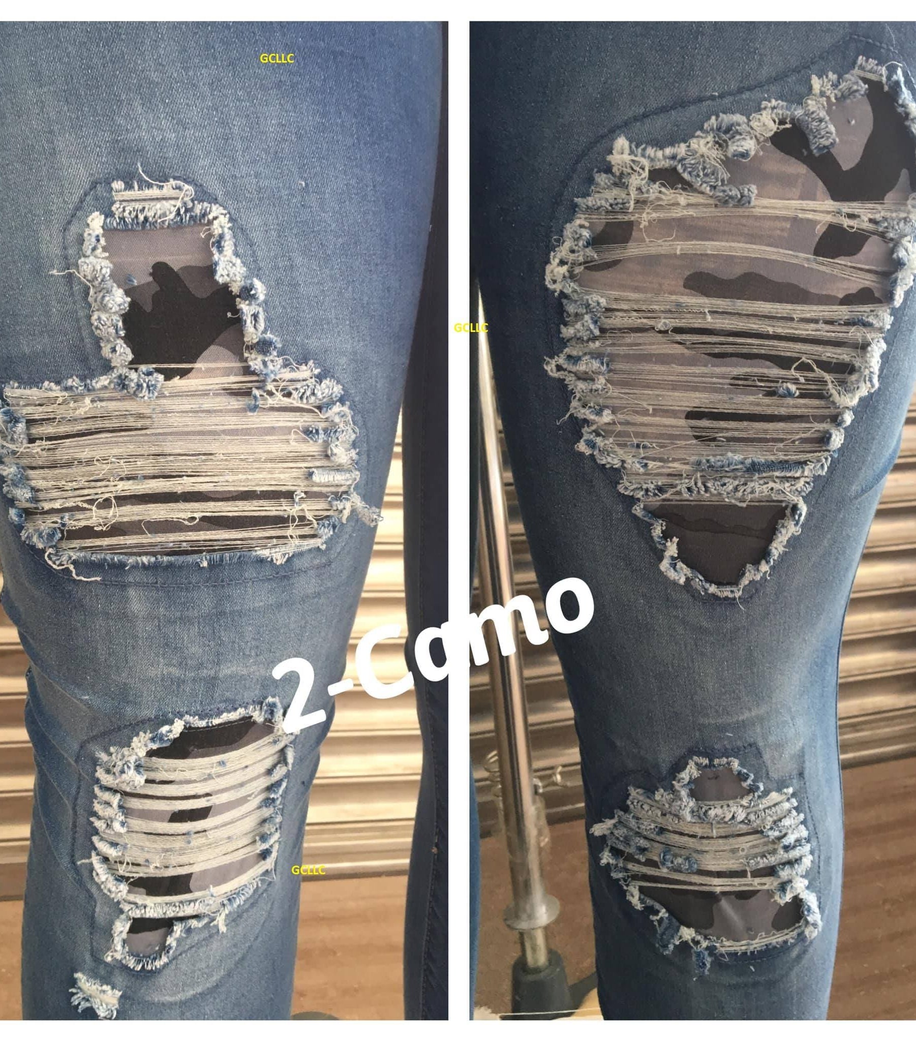 DISTRESSED STRETCH PATCH DENIM-Stay Foxy Boutique, Florissant, Missouri