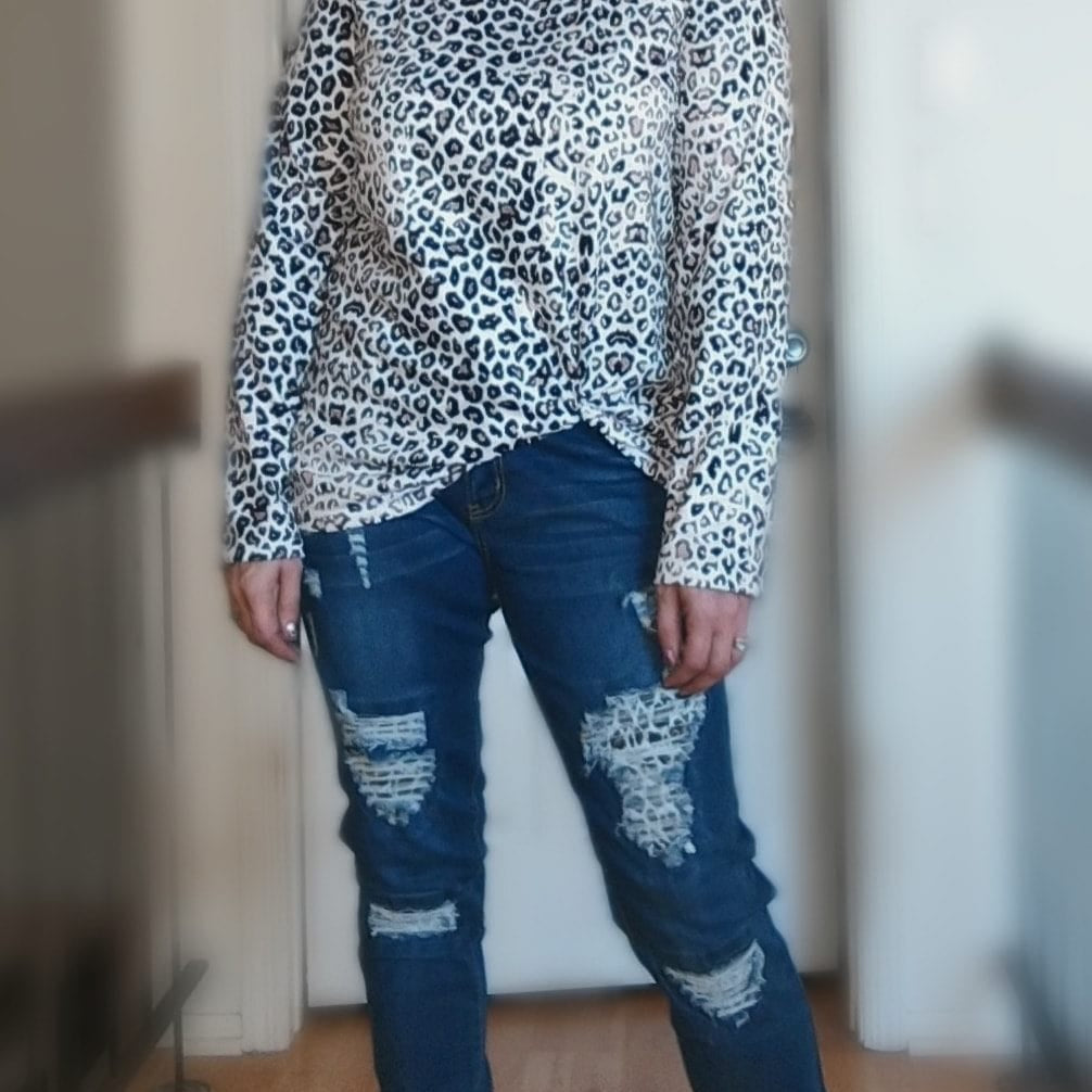 DISTRESSED STRETCH PATCH DENIM-Stay Foxy Boutique, Florissant, Missouri