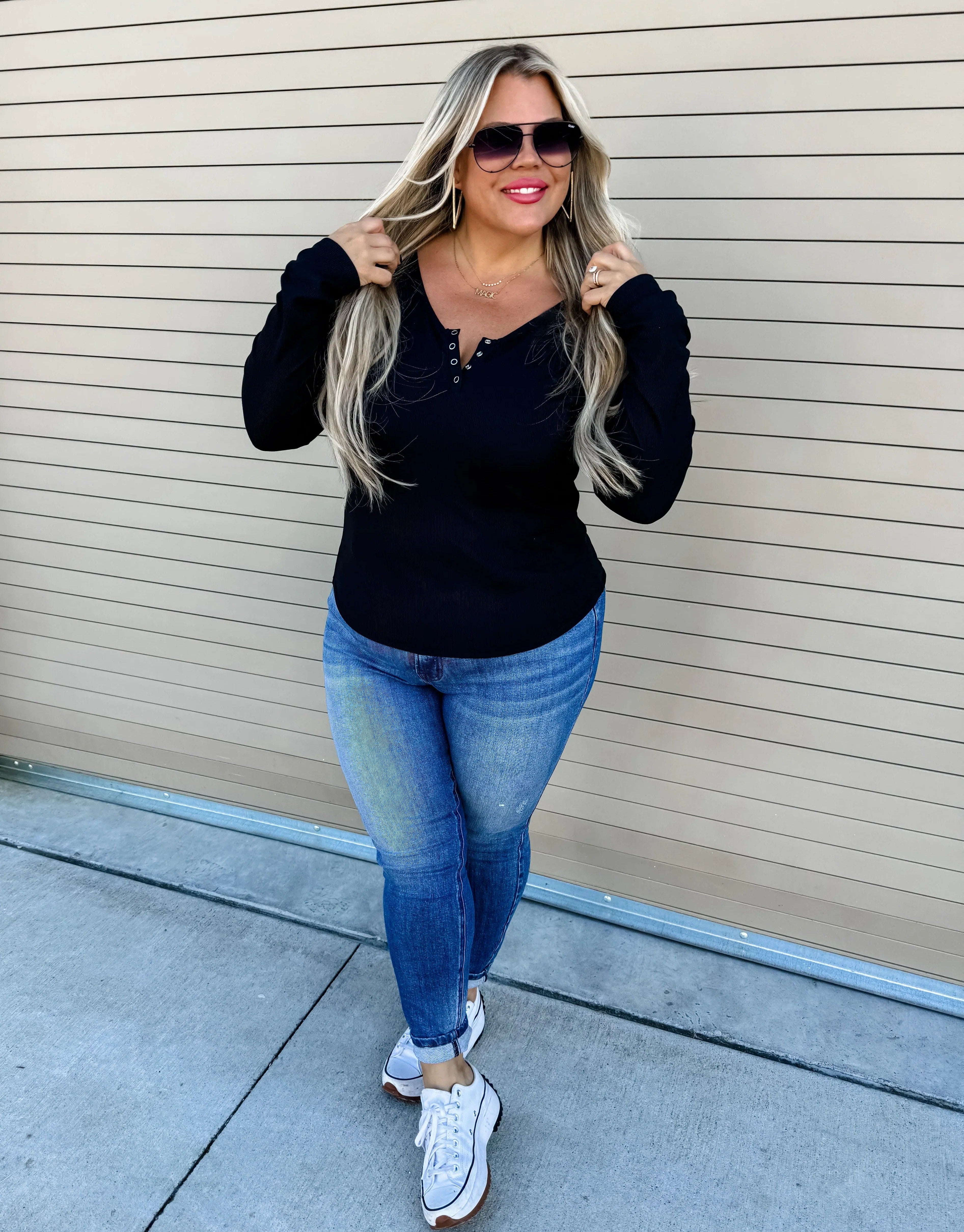 PREORDER: Brooklyn Snap Henley in Five Colors-Womens-Stay Foxy Boutique, Florissant, Missouri