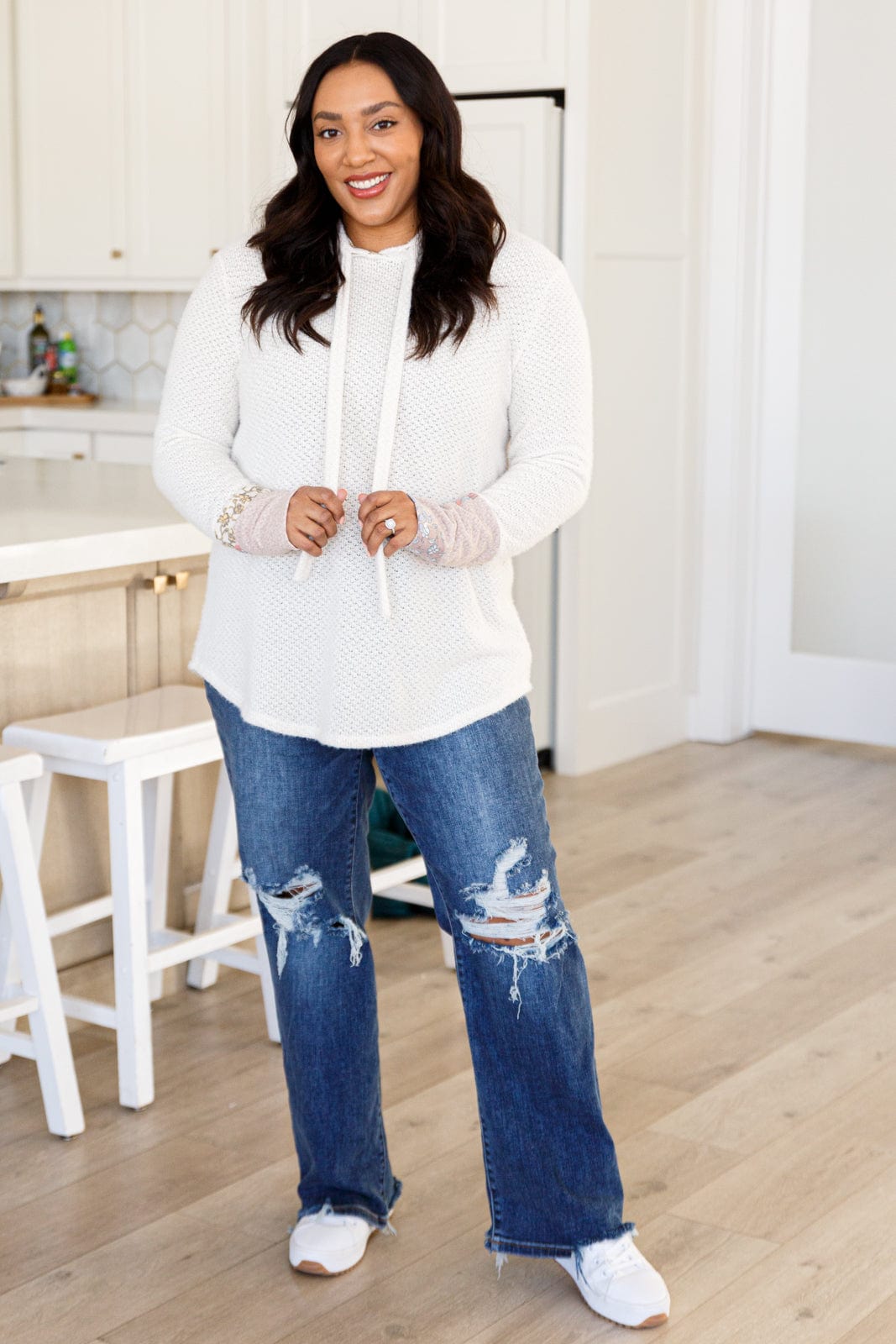 A Tad Chilly Waffle Knit Hoodie-Layers-Stay Foxy Boutique, Florissant, Missouri