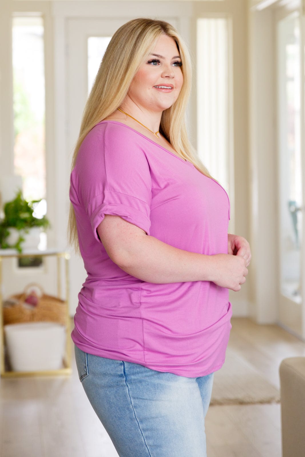 Absolute Favorite V-Neck Top in Orchid-Womens-Stay Foxy Boutique, Florissant, Missouri