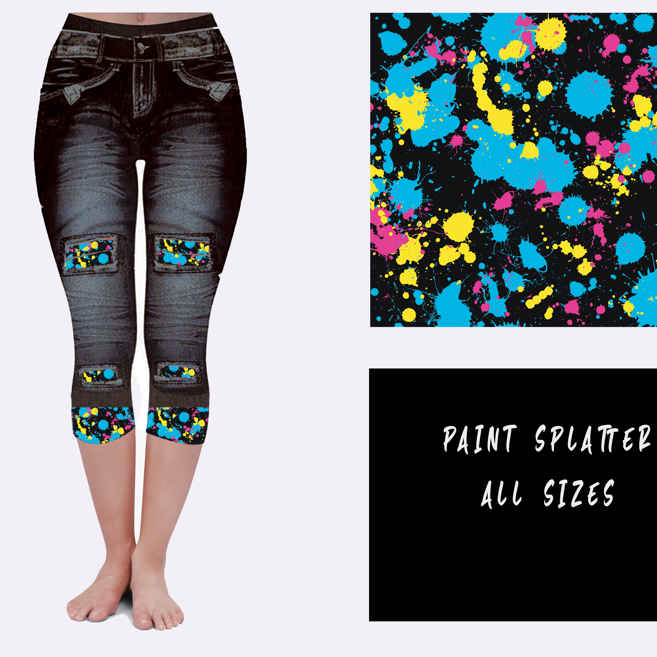 LEGGING JEAN RUN-PAINT SPLATTER (ACTIVE BACK POCKETS)-Stay Foxy Boutique, Florissant, Missouri