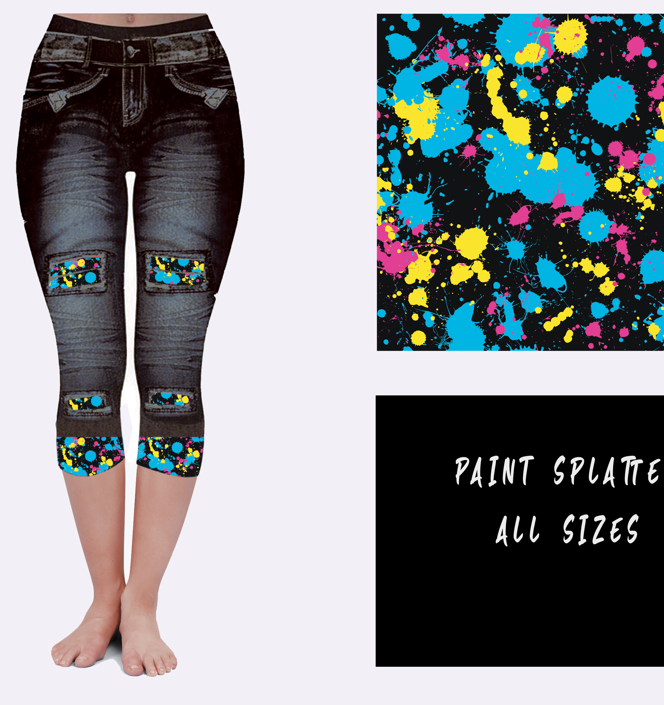 LEGGING JEAN RUN-PAINT SPLATTER (ACTIVE BACK POCKETS)-Stay Foxy Boutique, Florissant, Missouri