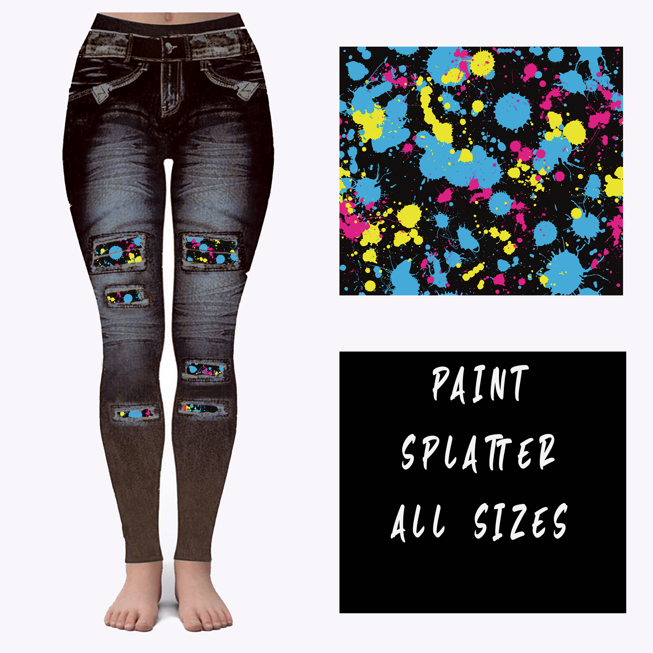 LEGGING JEAN RUN-PAINT SPLATTER (ACTIVE BACK POCKETS)-Stay Foxy Boutique, Florissant, Missouri