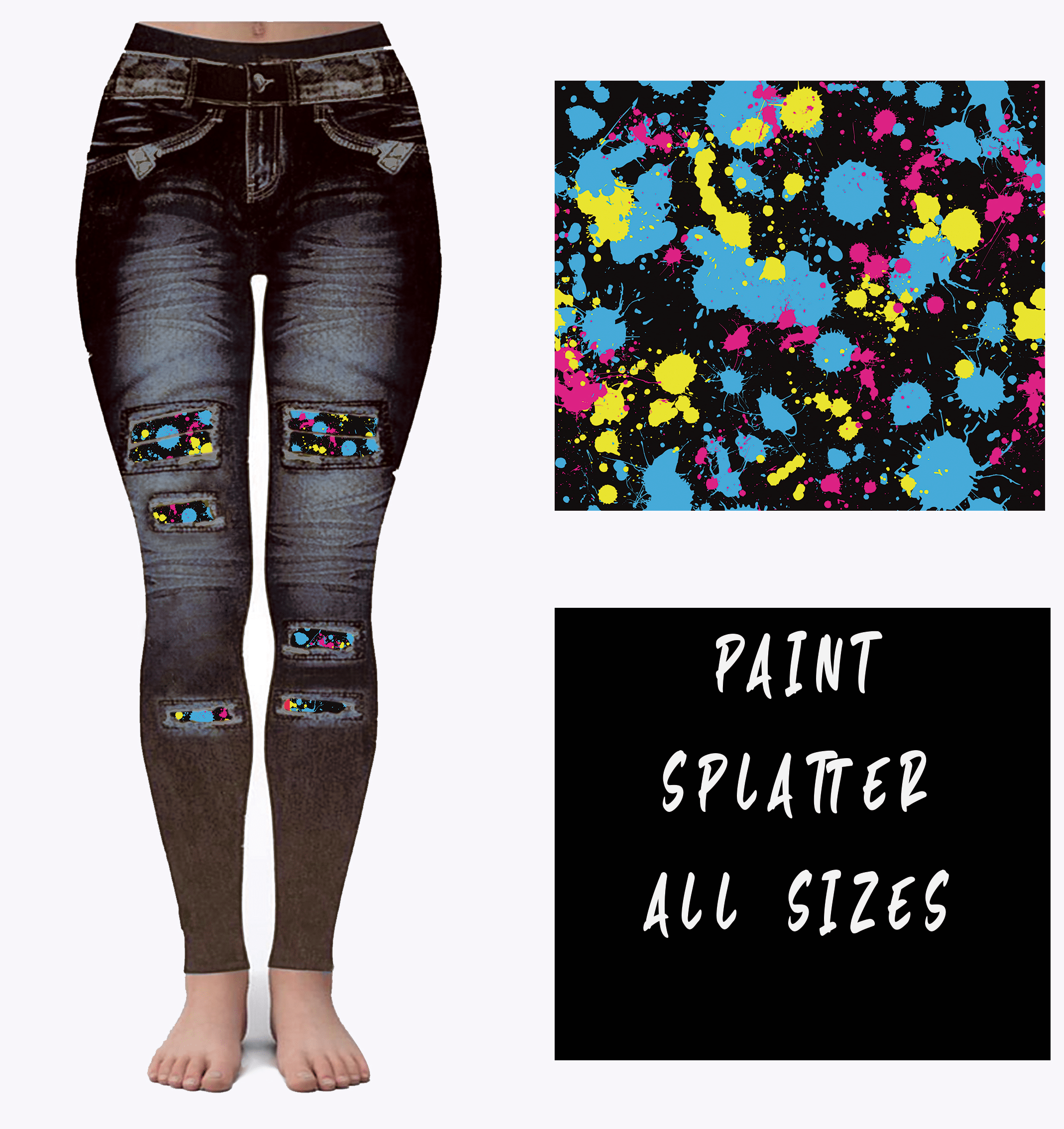 LEGGING JEAN RUN-PAINT SPLATTER (ACTIVE BACK POCKETS)-Stay Foxy Boutique, Florissant, Missouri