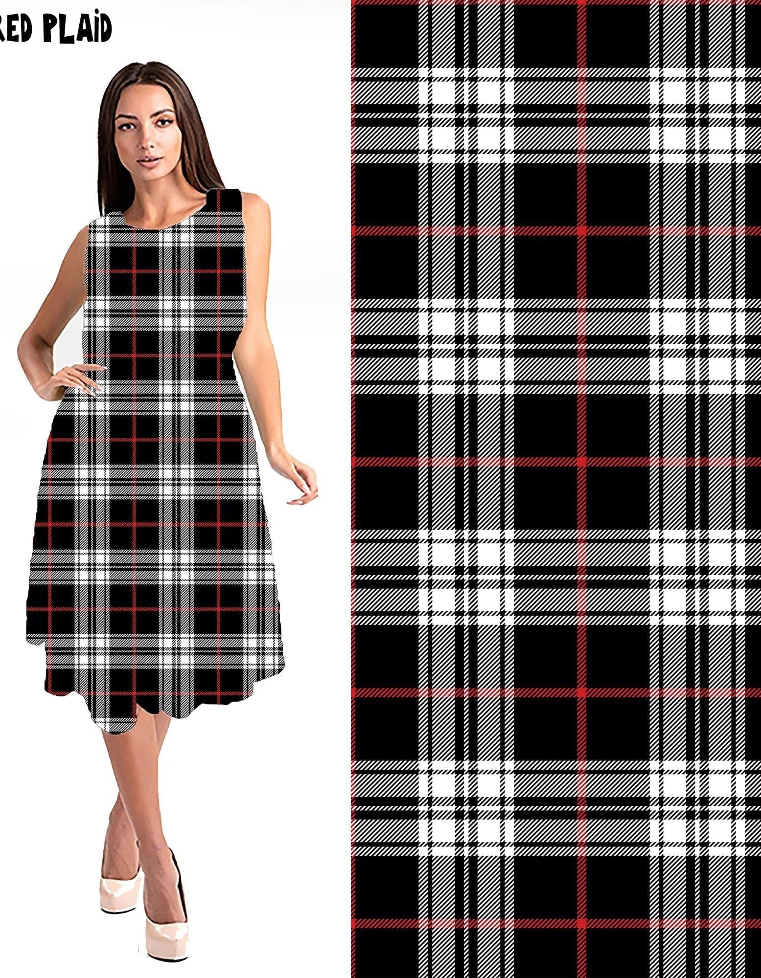 RITA POCKET SWING DRESS- BLACK RED PLAID-Stay Foxy Boutique, Florissant, Missouri