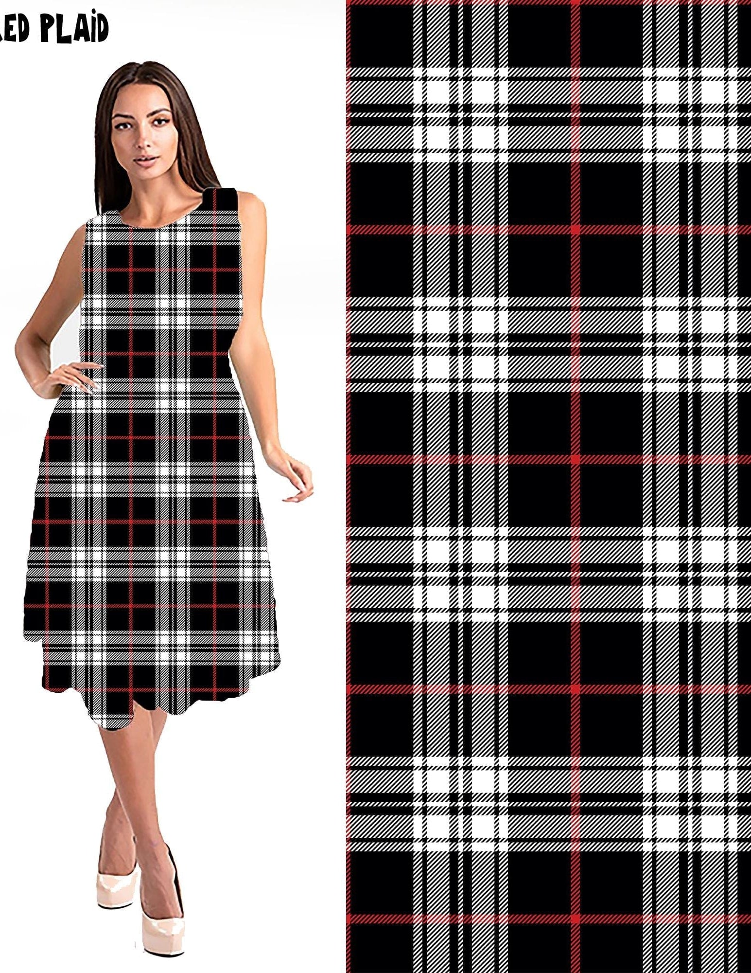 RITA POCKET SWING DRESS- BLACK RED PLAID-Stay Foxy Boutique, Florissant, Missouri
