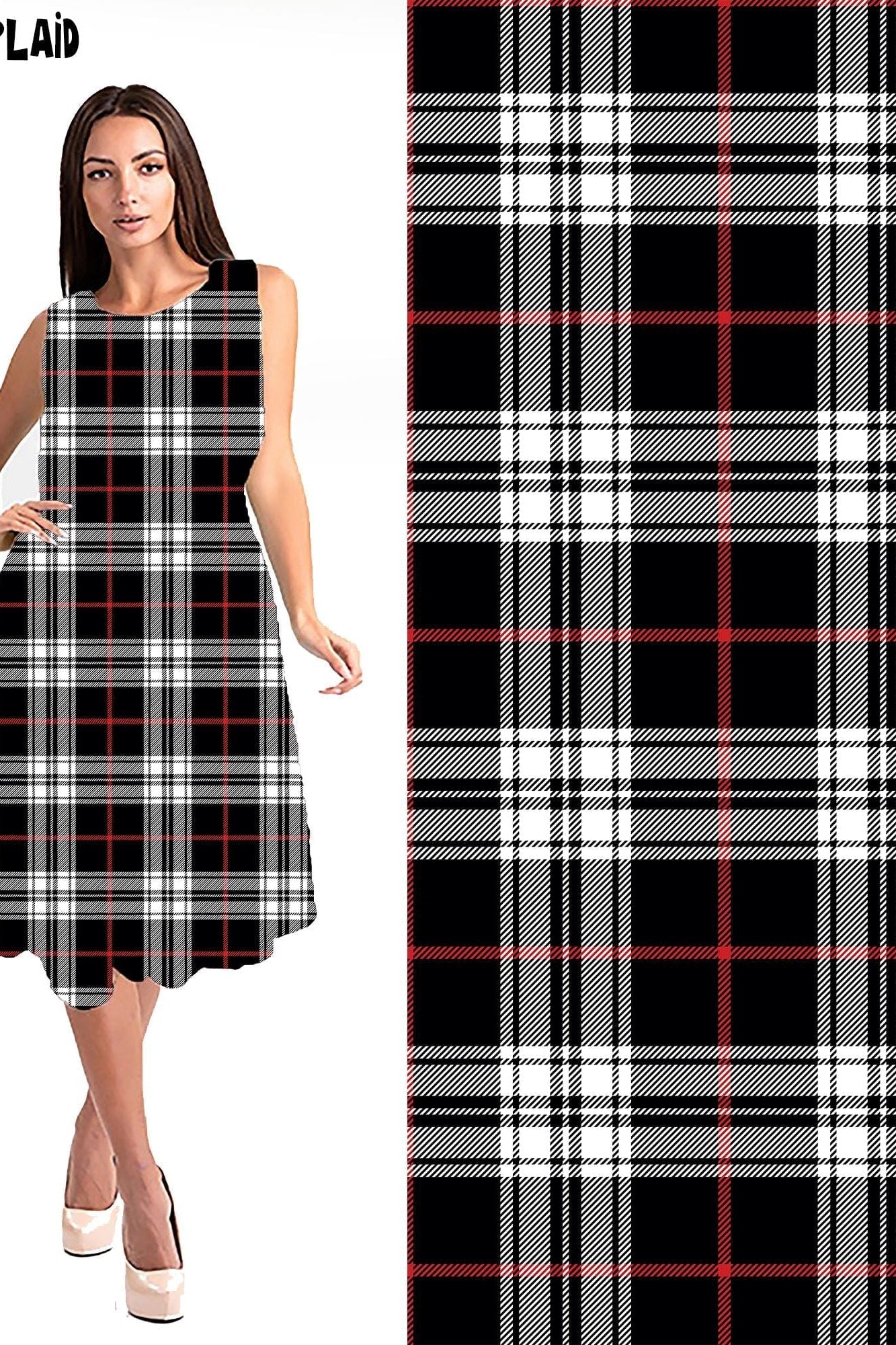 RITA POCKET SWING DRESS- BLACK RED PLAID-Stay Foxy Boutique, Florissant, Missouri