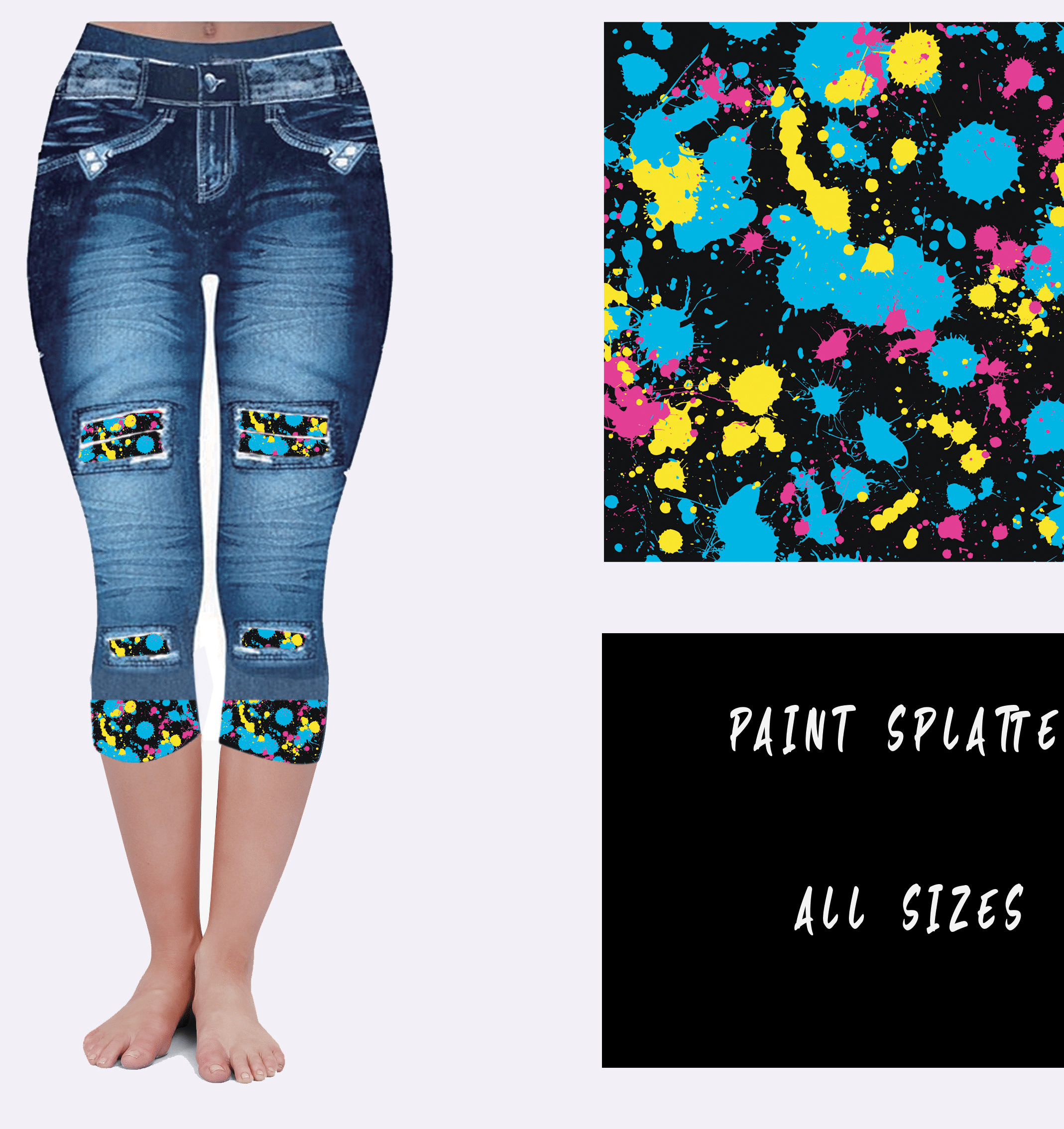 LEGGING JEAN RUN-PAINT SPLATTER (ACTIVE BACK POCKETS)-Stay Foxy Boutique, Florissant, Missouri