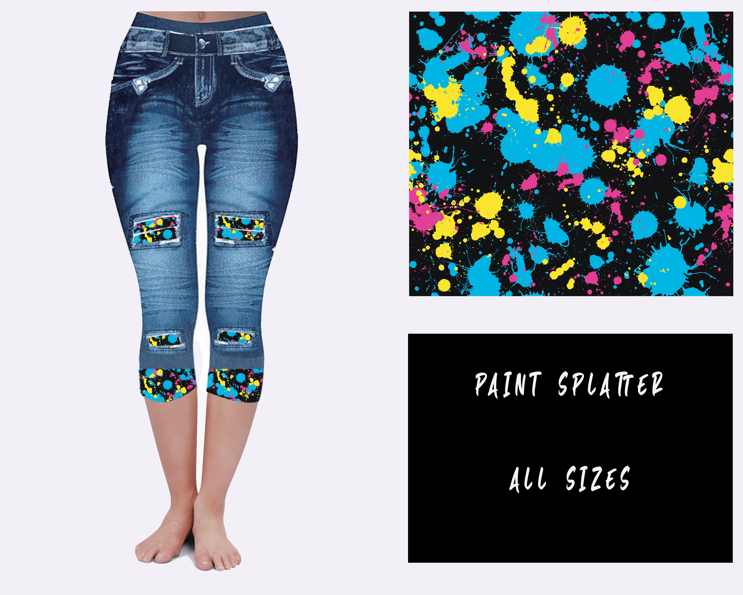 LEGGING JEAN RUN-PAINT SPLATTER (ACTIVE BACK POCKETS)-Stay Foxy Boutique, Florissant, Missouri