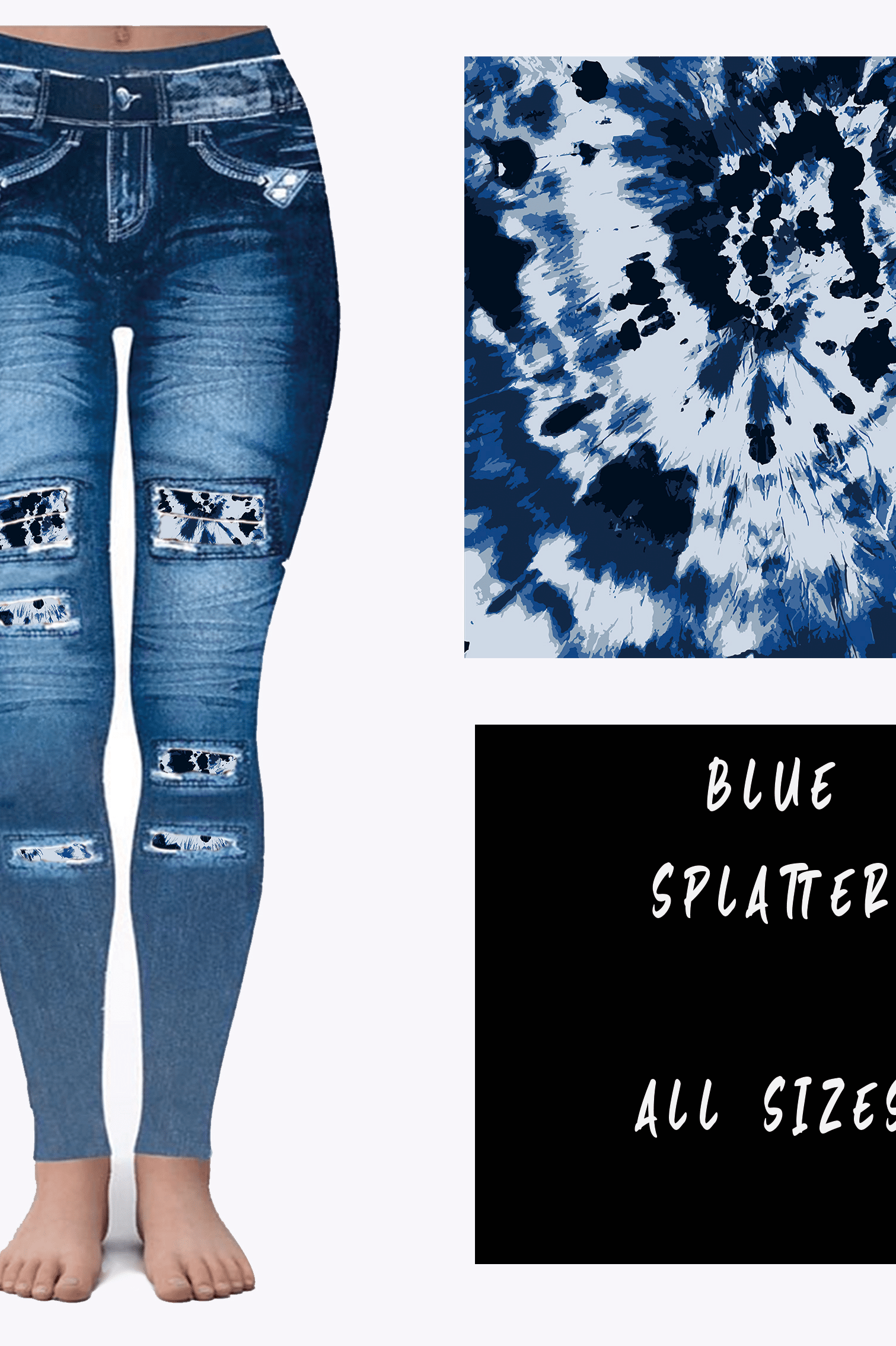 LEGGING JEAN RUN-BLUE SPLATTER (ACTIVE BACK POCKETS)-Stay Foxy Boutique, Florissant, Missouri