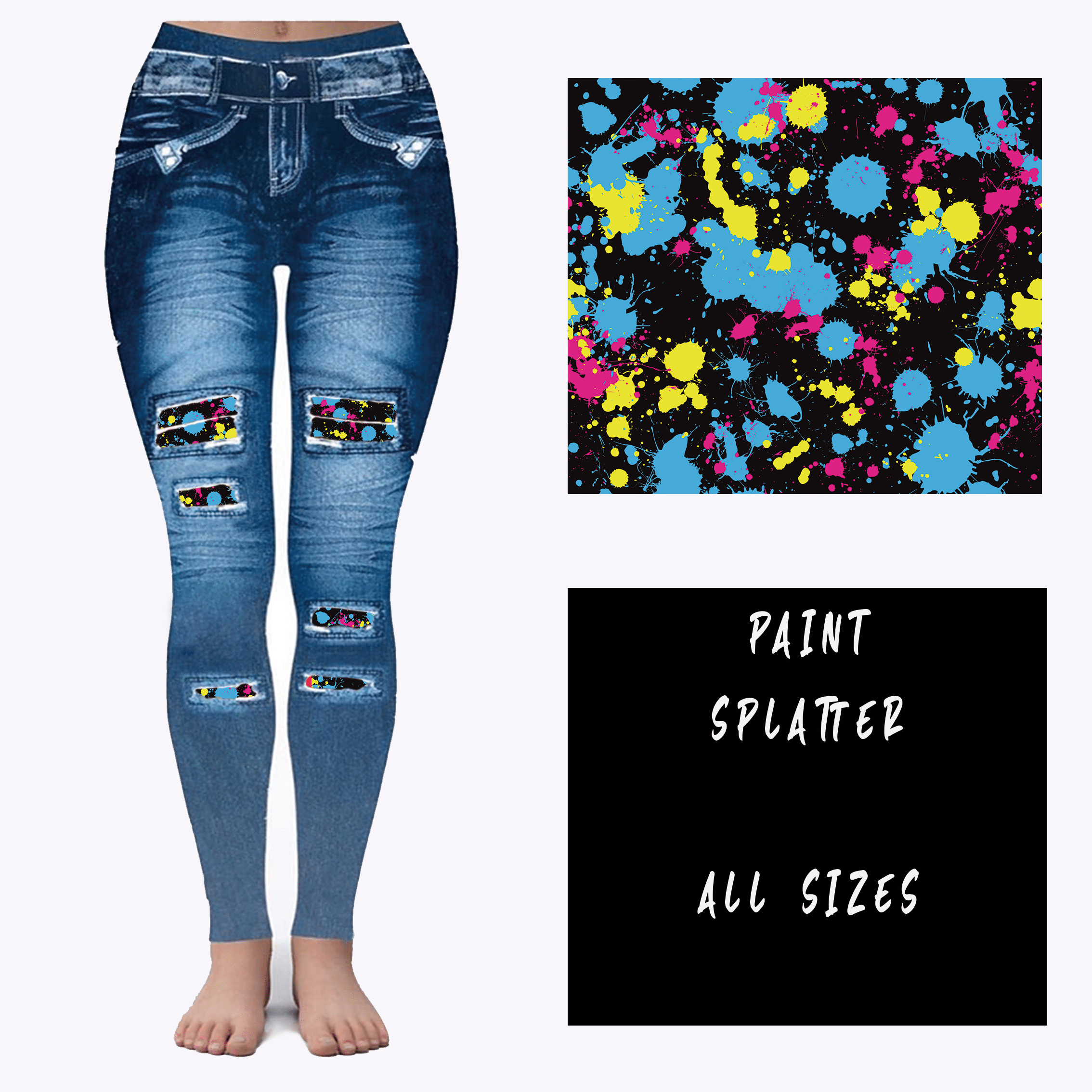 LEGGING JEAN RUN-PAINT SPLATTER (ACTIVE BACK POCKETS)-Stay Foxy Boutique, Florissant, Missouri