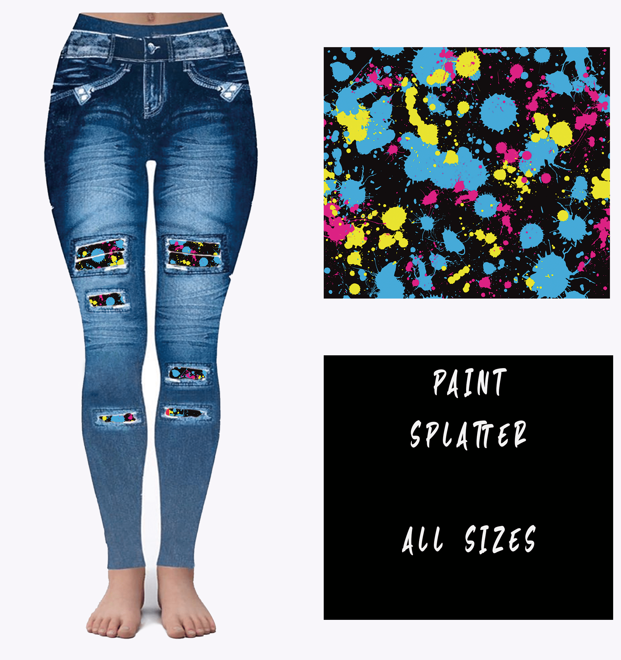 LEGGING JEAN RUN-PAINT SPLATTER (ACTIVE BACK POCKETS)-Stay Foxy Boutique, Florissant, Missouri